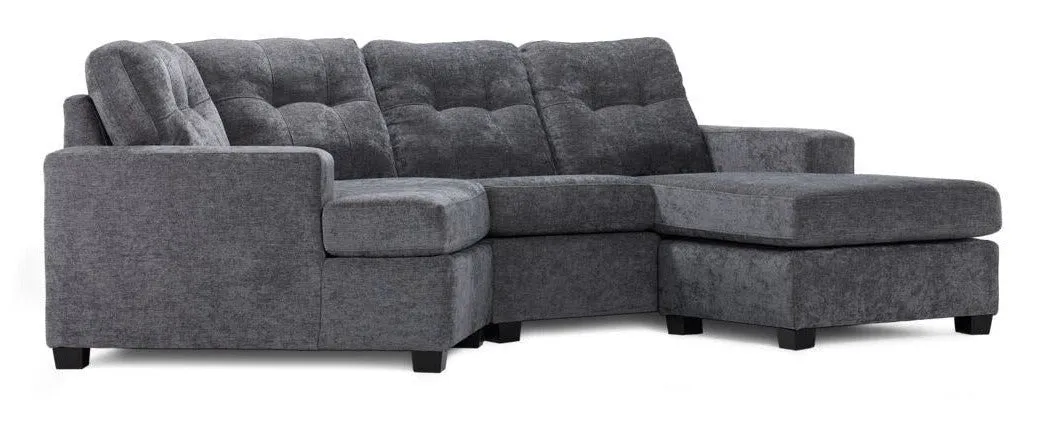 Abhi 3-Piece Sectional with Right-Facing Chaise - Grey