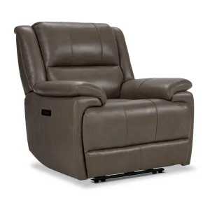 Allie Leather Dual Power Recliner - Mocha