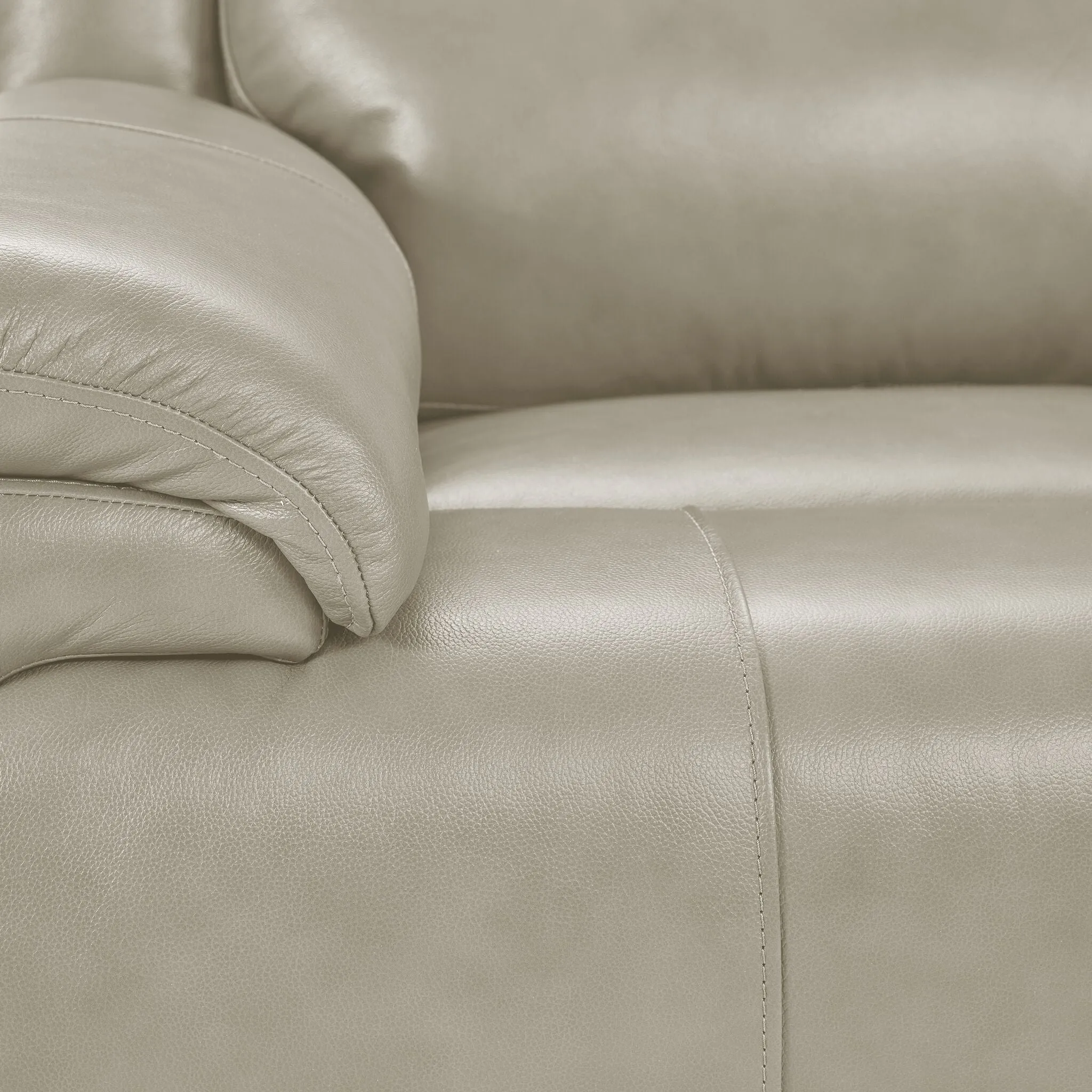 Allie Leather Dual Power Reclining Sofa - Fog