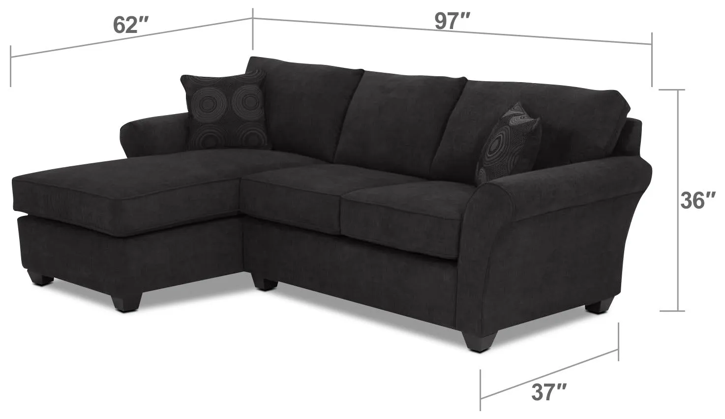 Althea 2-Piece Sectional with Left-Facing Chaise - Black