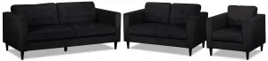 Anthena Sofa, Loveseat and Chair Set - Charcoal