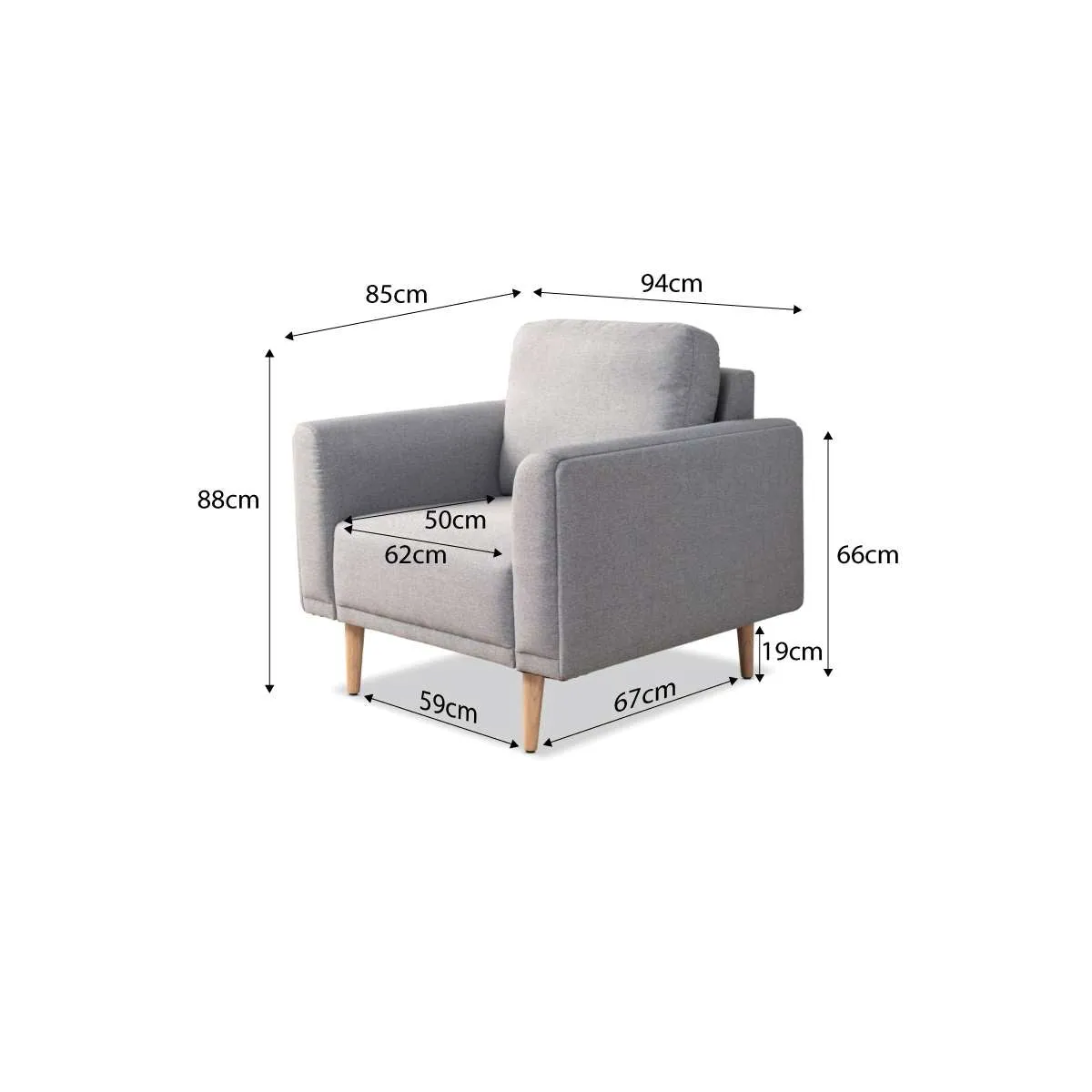 Ashford Armchair - Grey Mocka