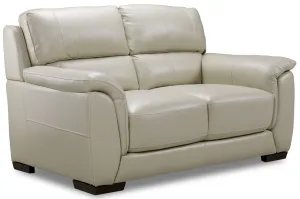 Avalon Leather Loveseat - Oyster Grey Cream