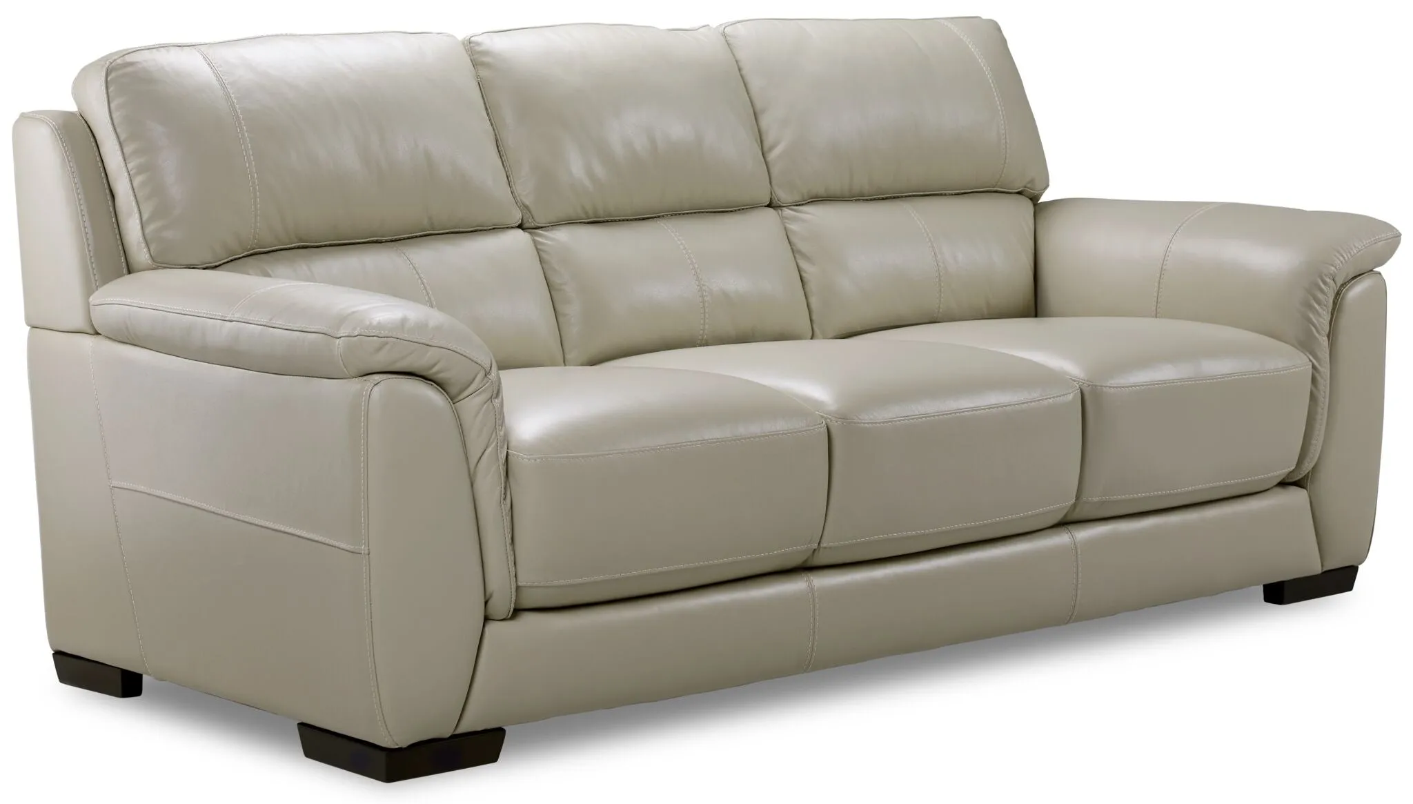 Avalon Leather Sofa, Loveseat and Chair Set - Oyster Grey Cream