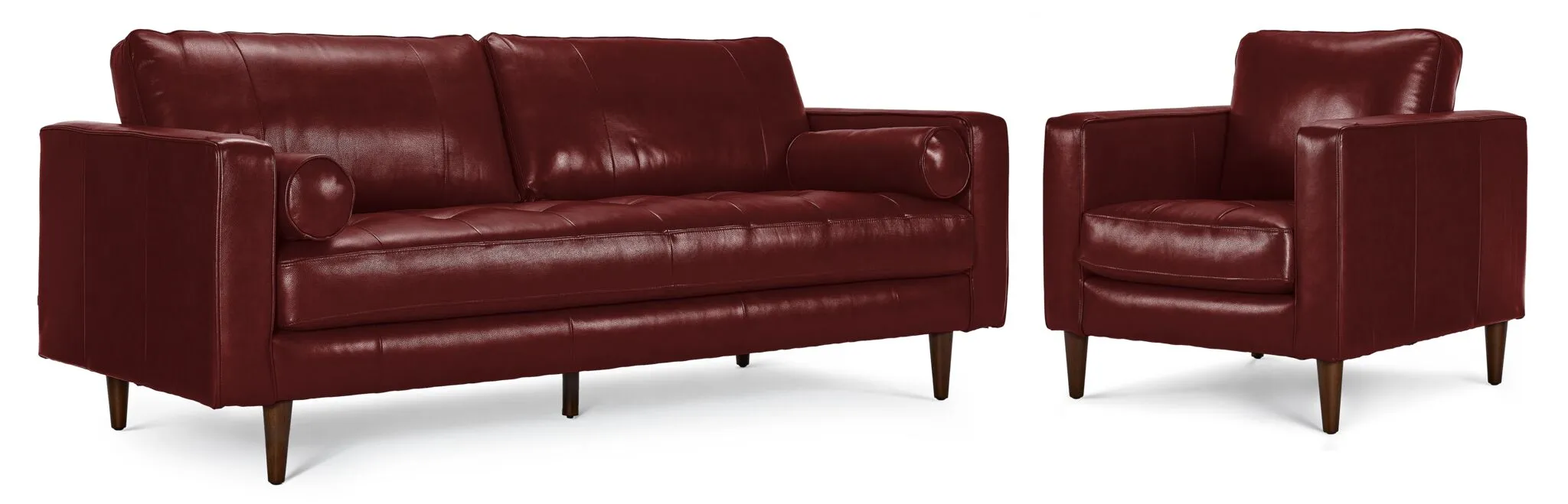 Bari Leather Sofa and Chair Set - Fire
