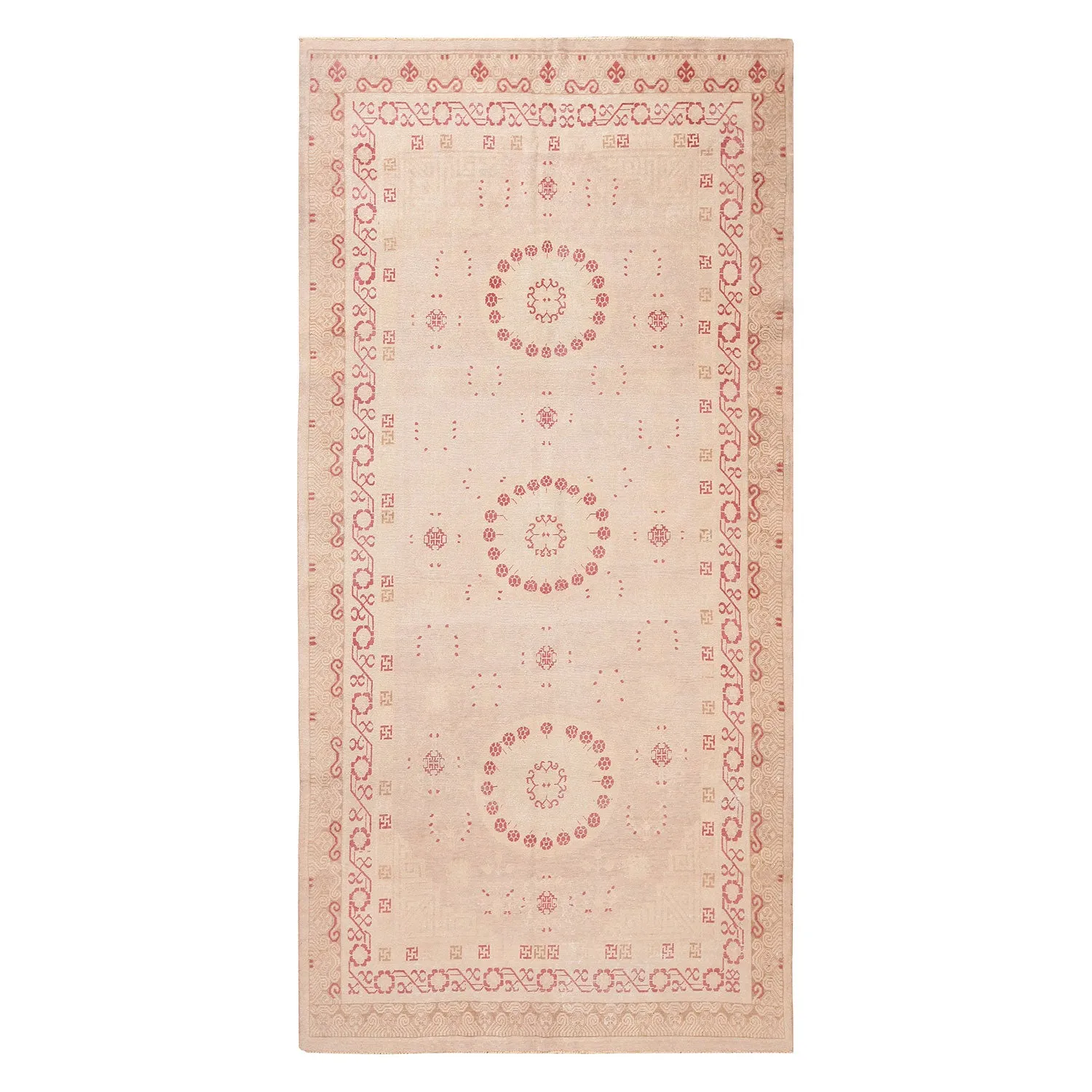 Beige & Pink Antique Khotan Rug - 6'2" x 12'6"