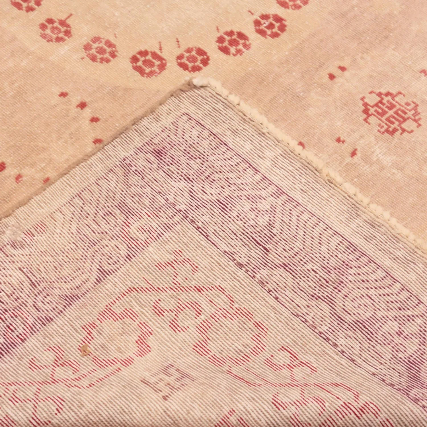 Beige & Pink Antique Khotan Rug - 6'2" x 12'6"