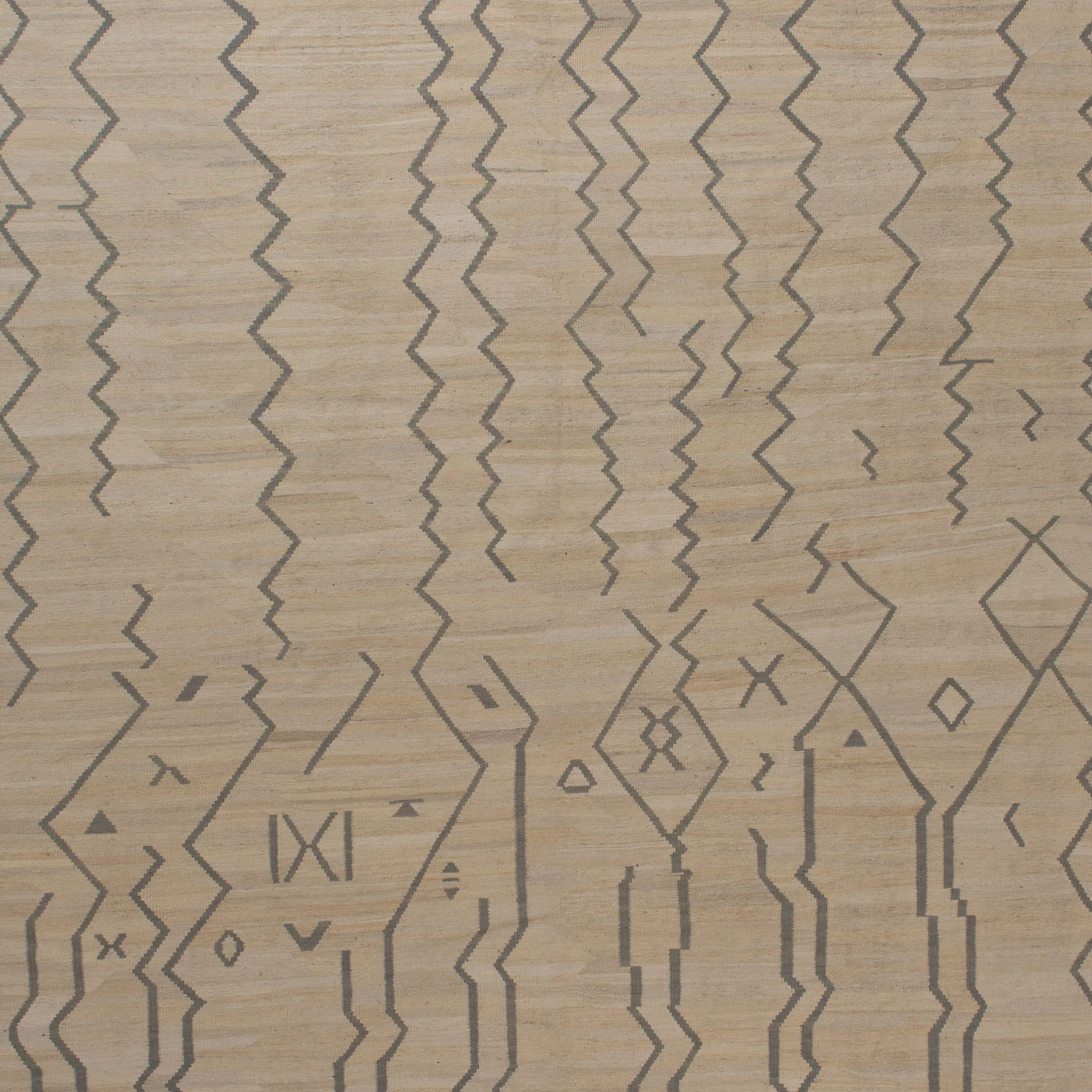Beige Flatweave Wool Rug - 10' x 13'