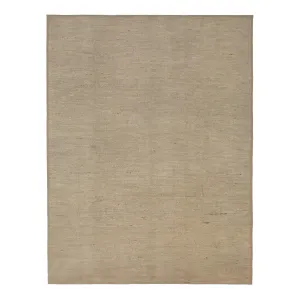 Beige Zameen Solid Wool Rug - 9'4" x 12'