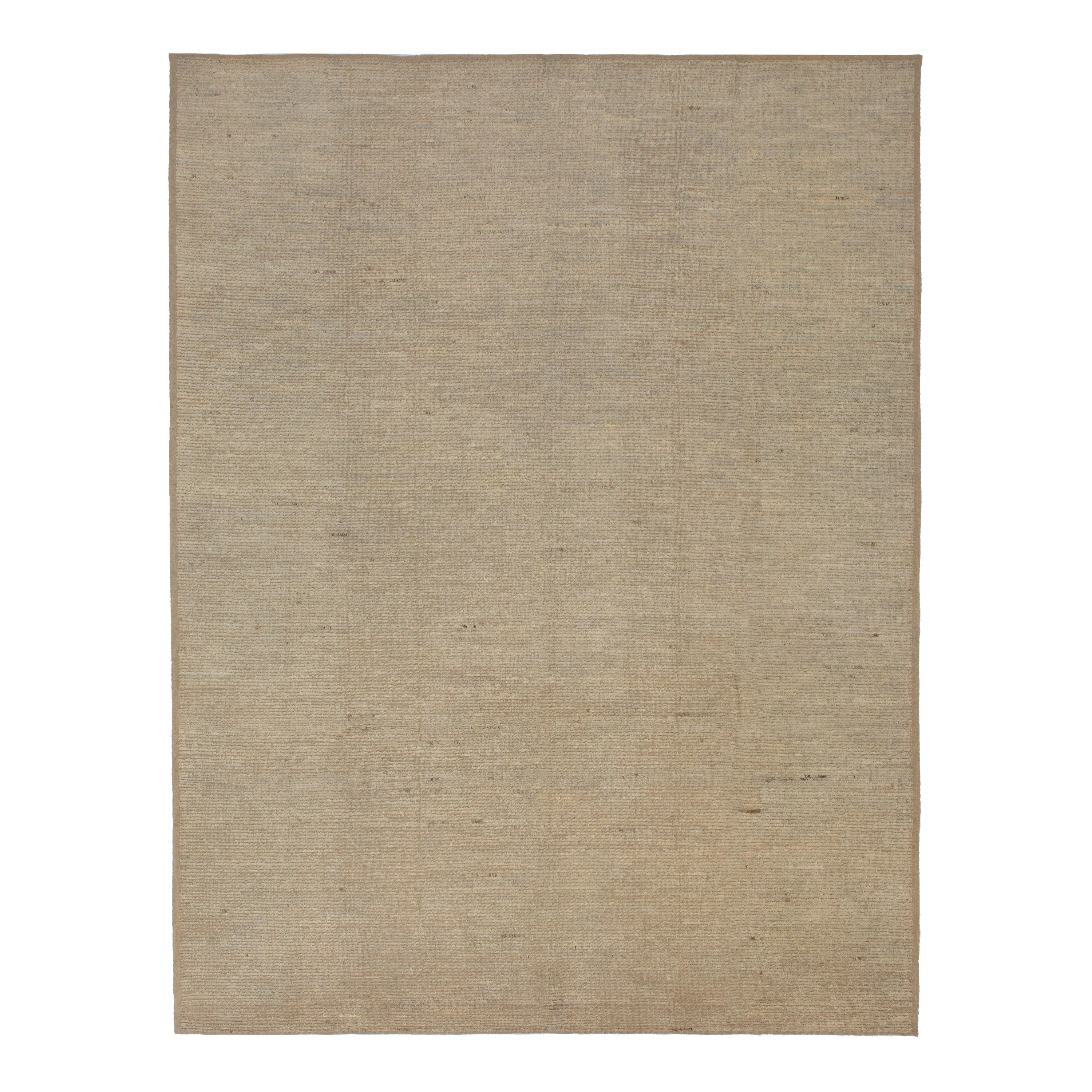 Beige Zameen Solid Wool Rug - 9'4" x 12'