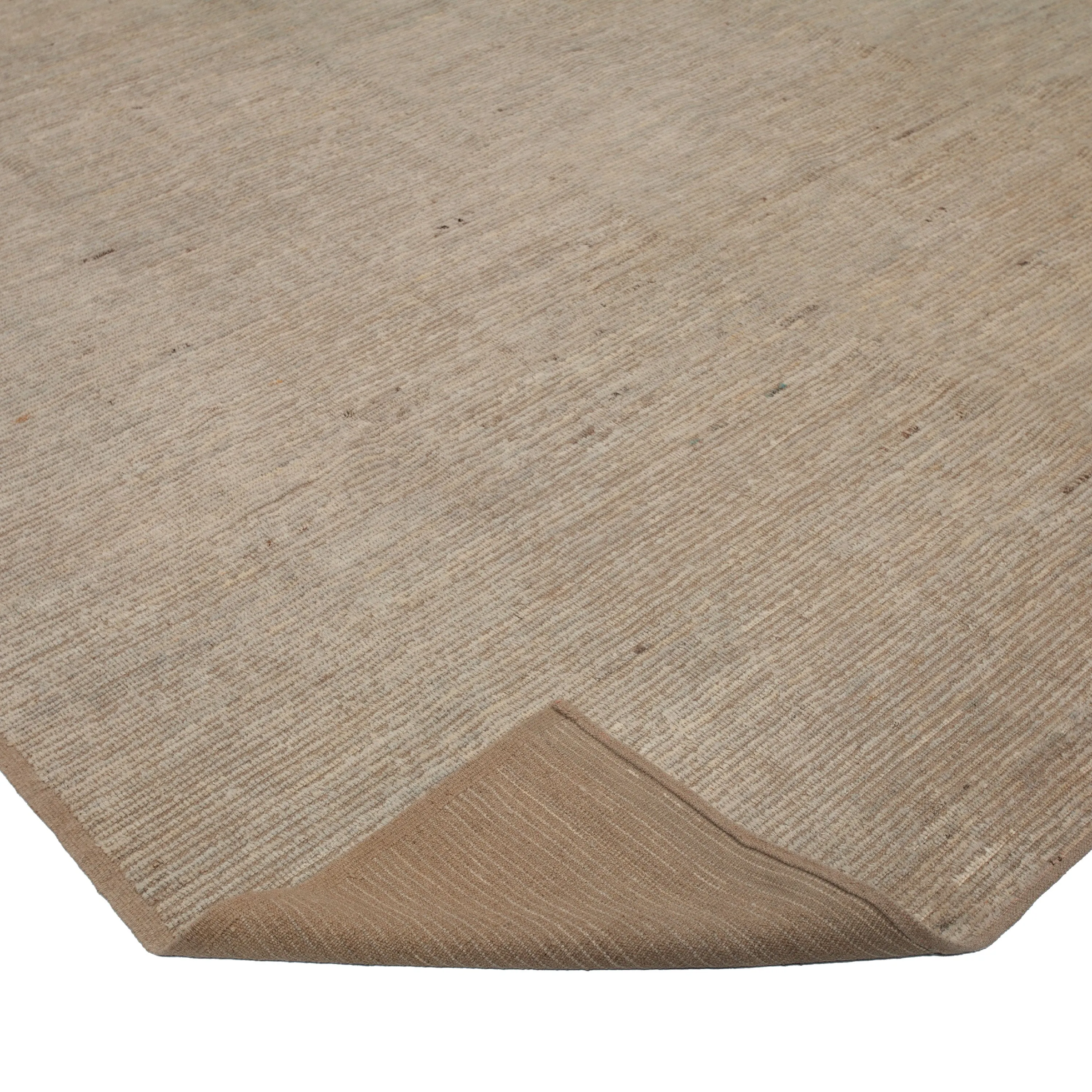 Beige Zameen Solid Wool Rug - 9'4" x 12'
