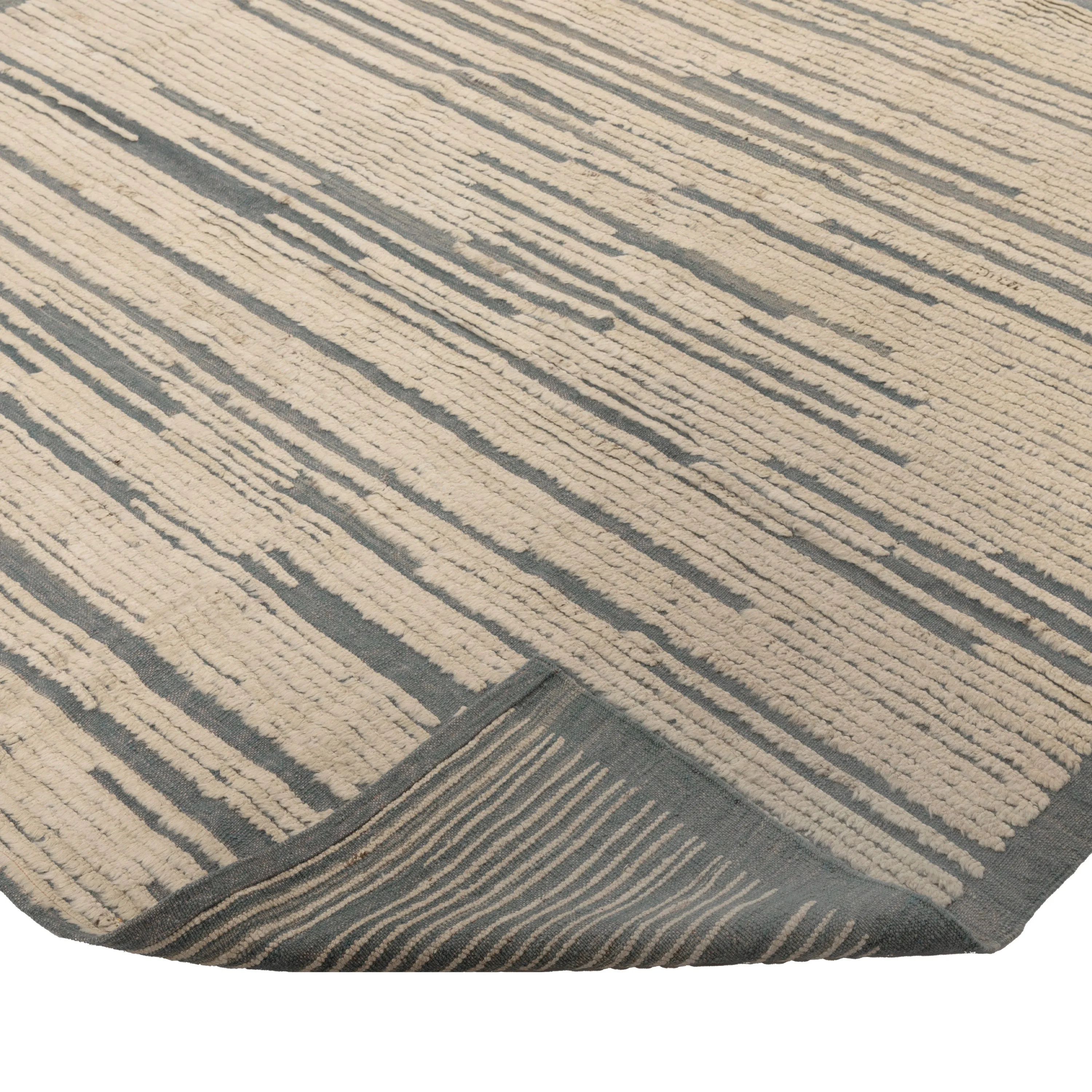 Beige Zameen Transitional Wool Rug - 6'11" x 9'6"