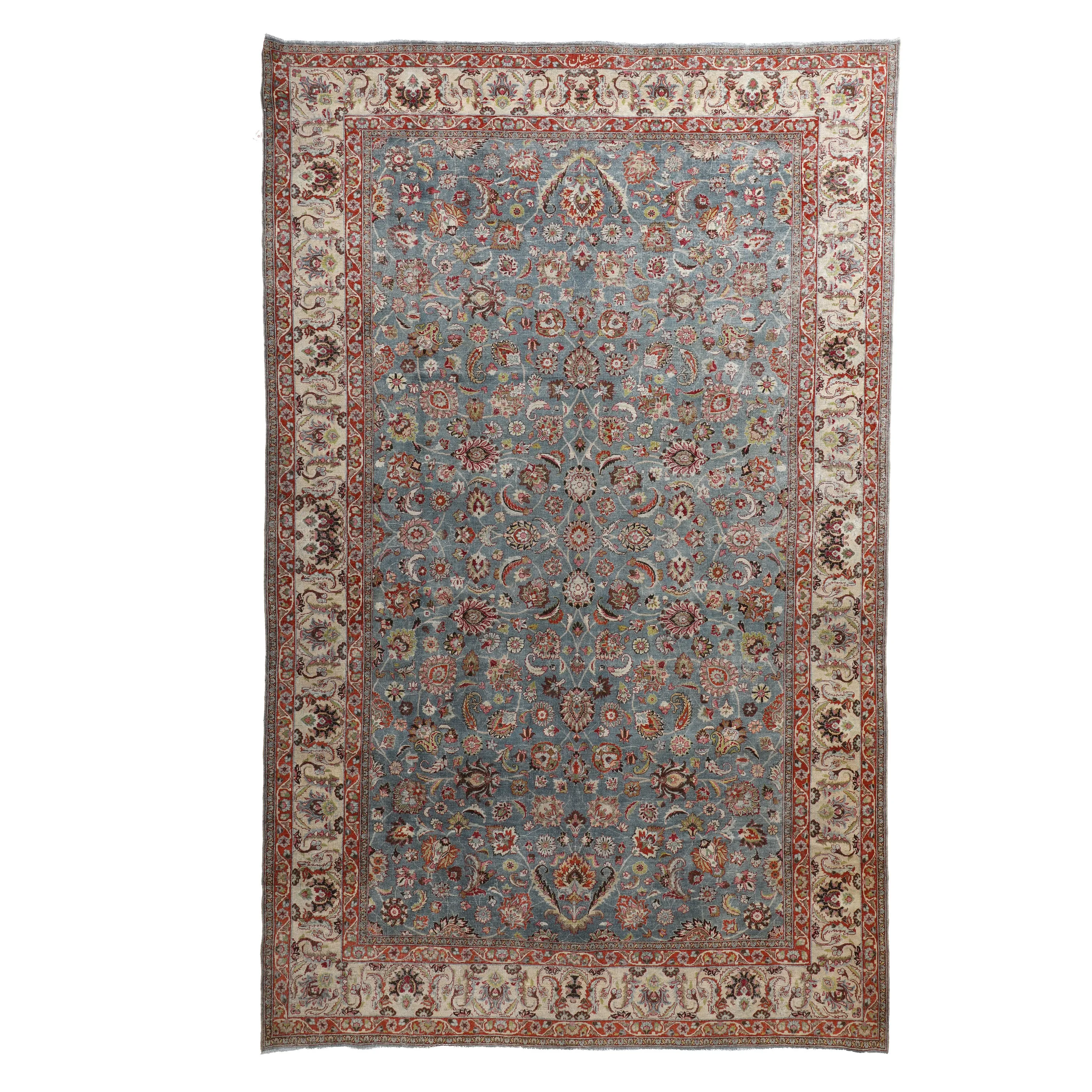 Blue & Ivory Antique Persian Rug - 10' x 16'3"