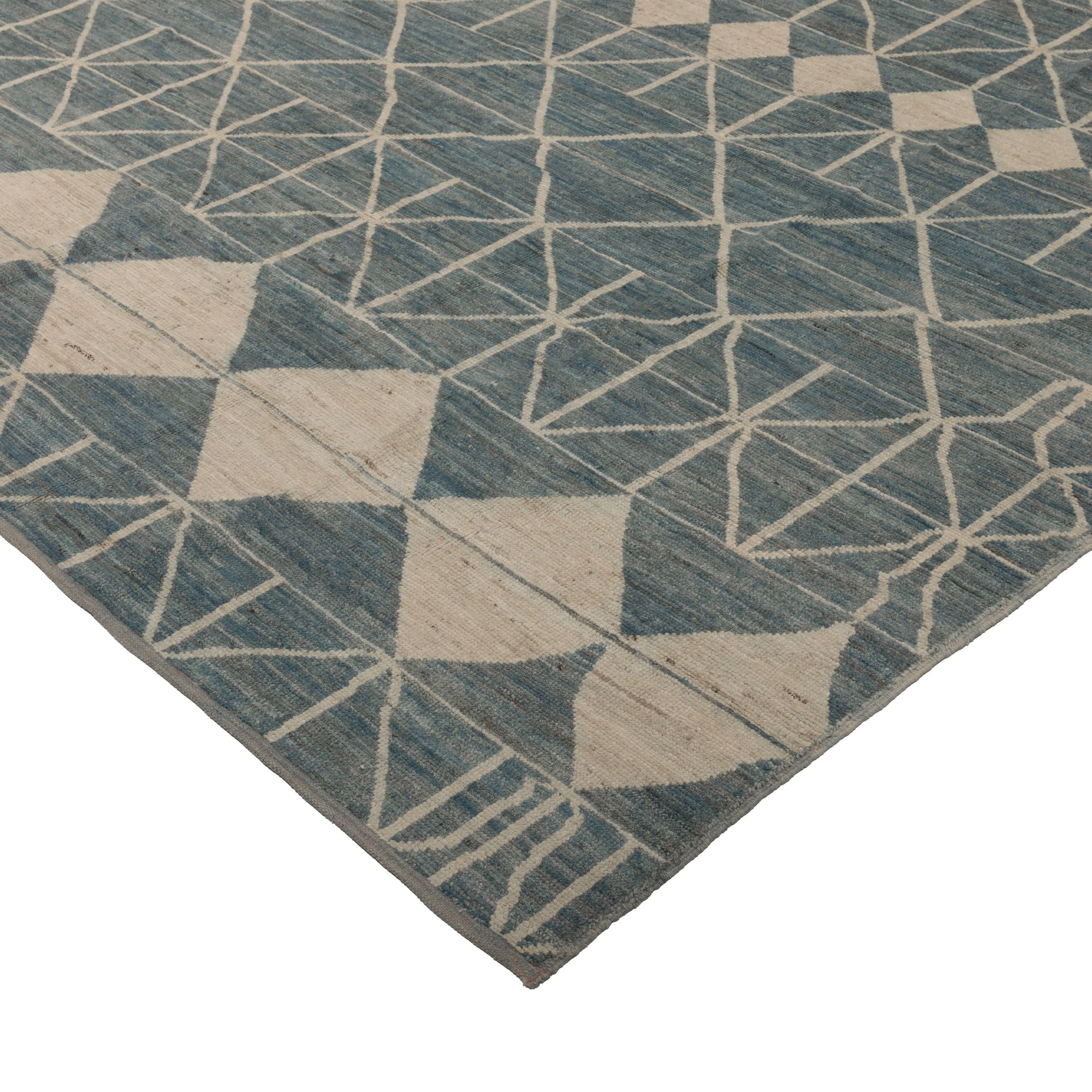 Blue & White Zameen Wool Rug - 9'11" x 14'7"