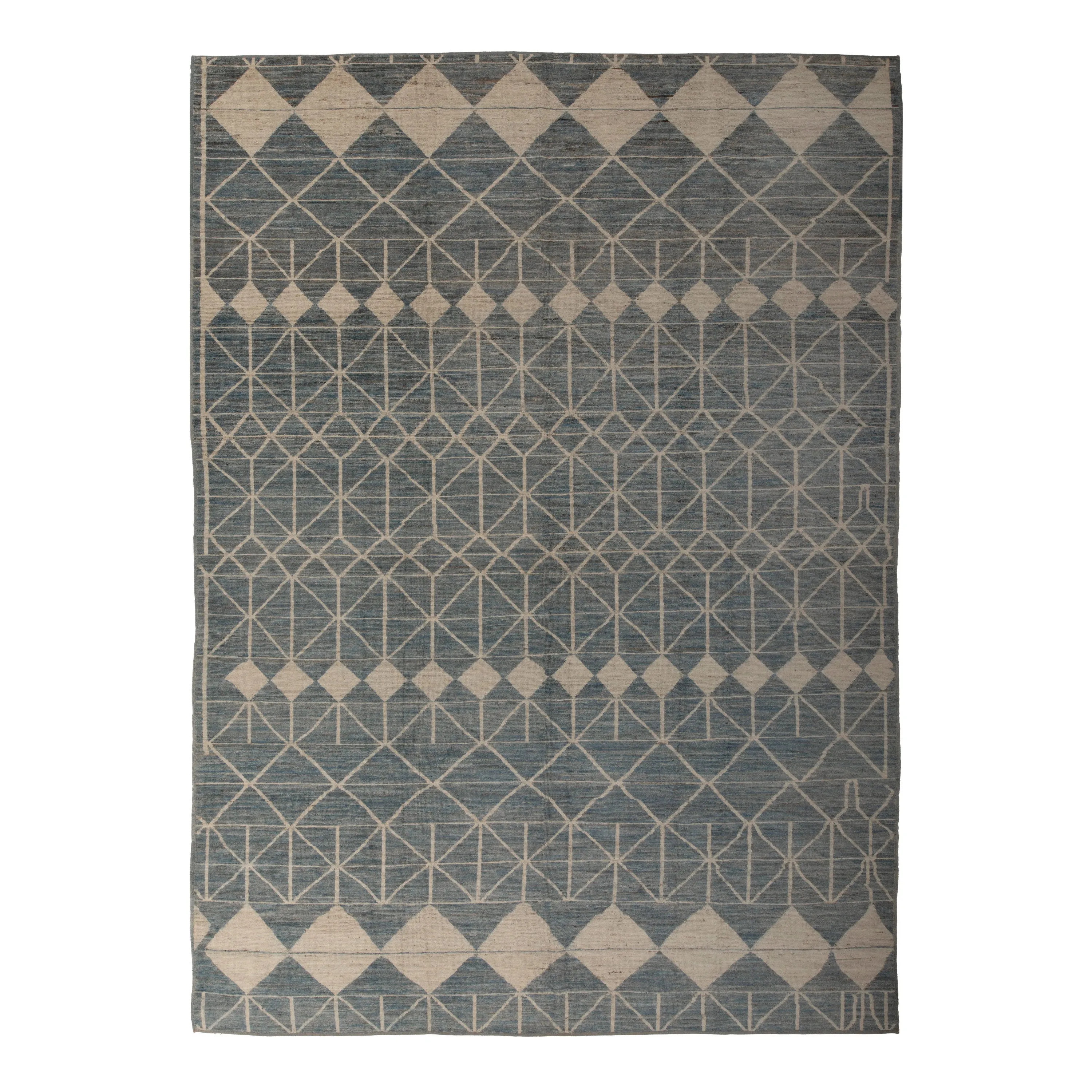 Blue & White Zameen Wool Rug - 9'11" x 14'7"