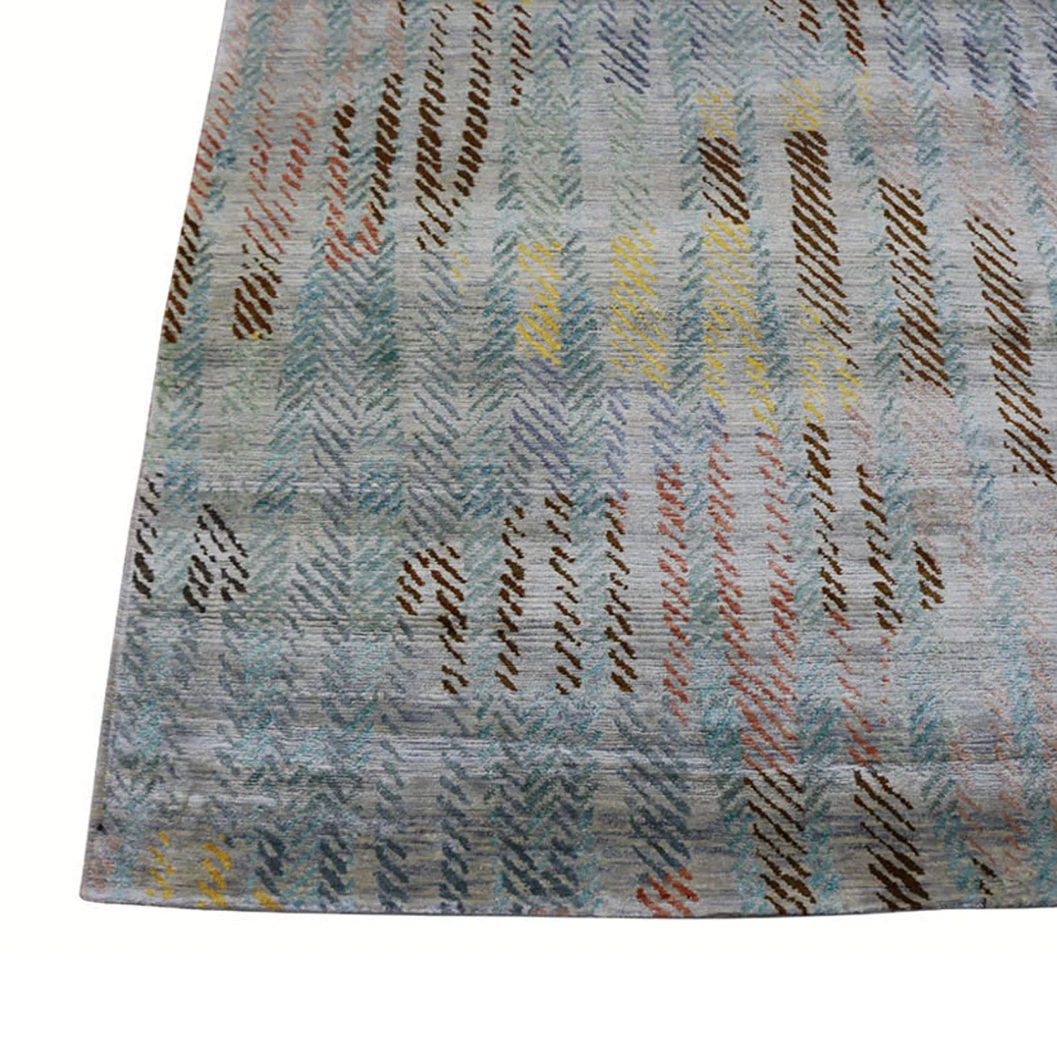 Blue Nu Vibrant Modern Tibetan ilk Rug - 8' x 10'4"