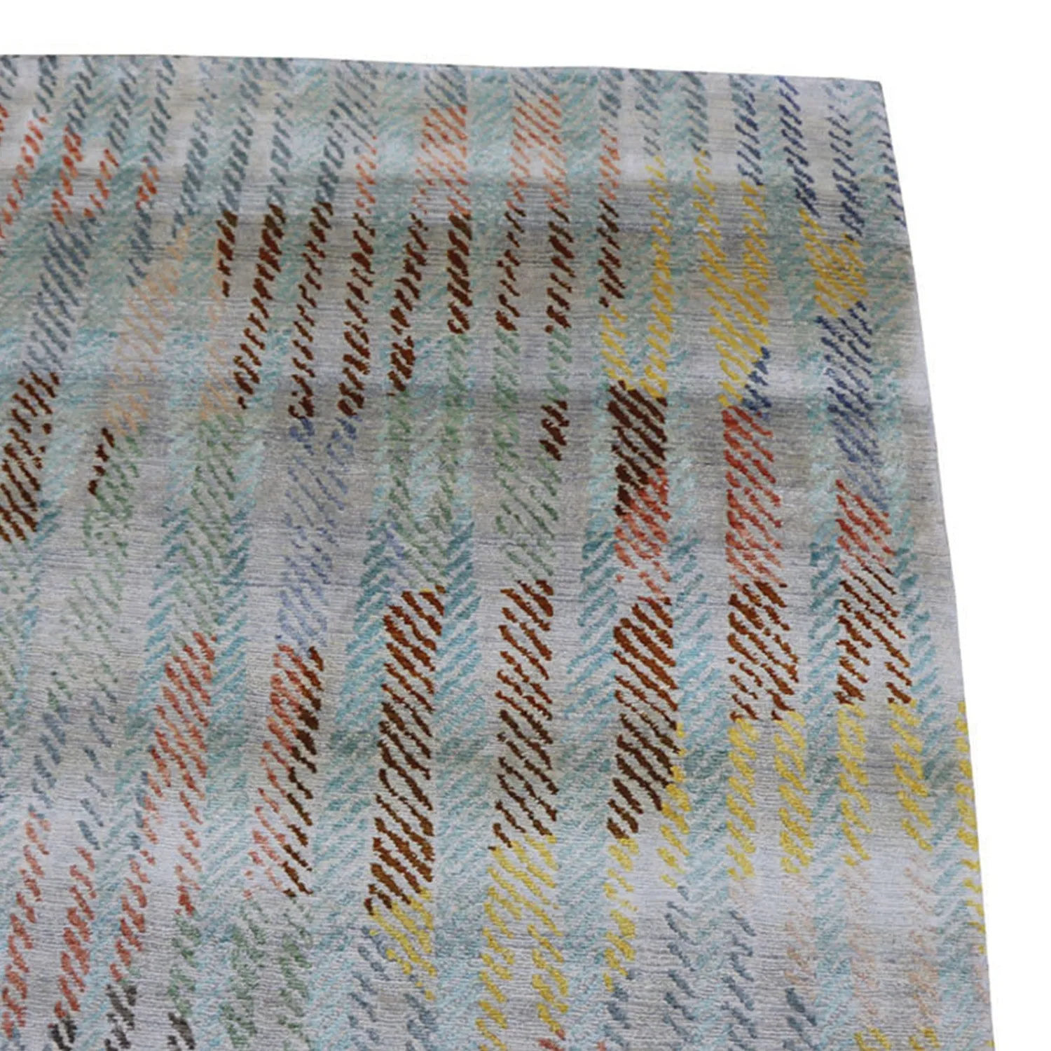 Blue Nu Vibrant Modern Tibetan ilk Rug - 8' x 10'4"