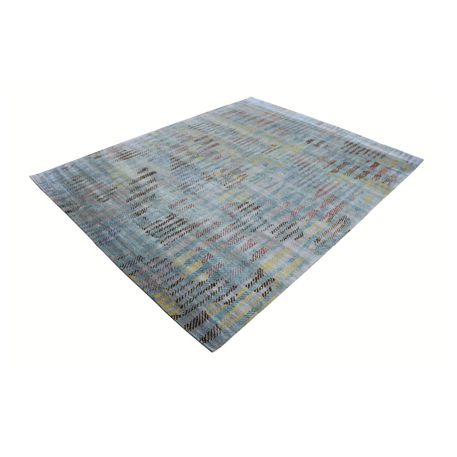 Blue Nu Vibrant Modern Tibetan ilk Rug - 8' x 10'4"
