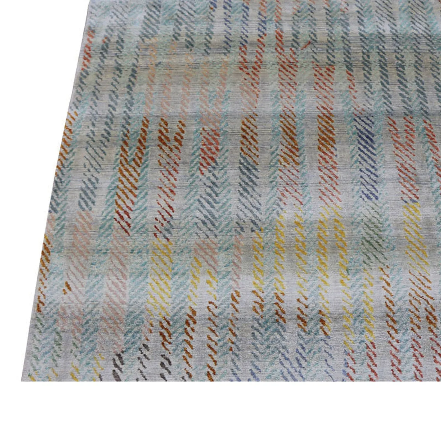 Blue Nu Vibrant Modern Tibetan ilk Rug - 8' x 10'4"