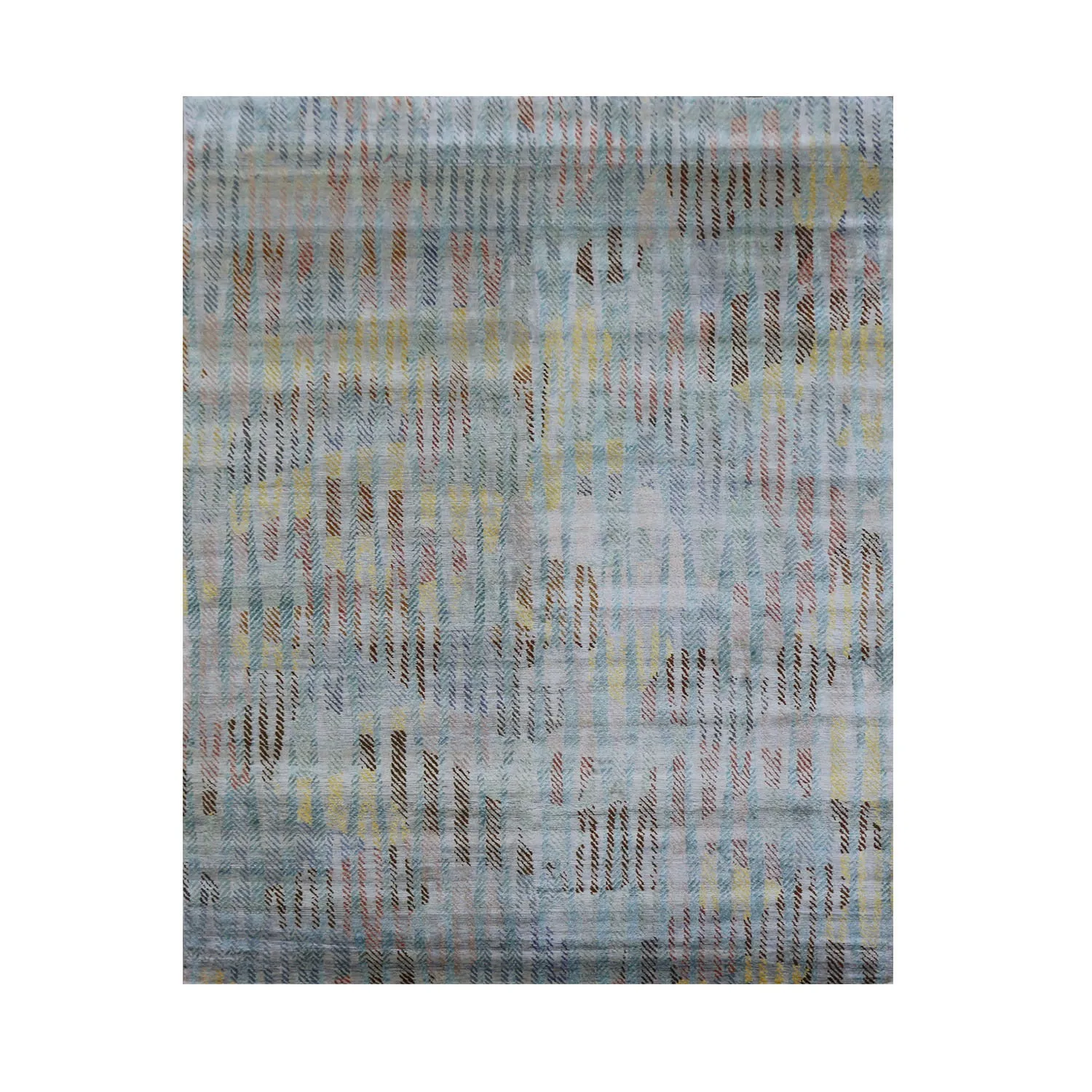 Blue Nu Vibrant Modern Tibetan ilk Rug - 8' x 10'4"
