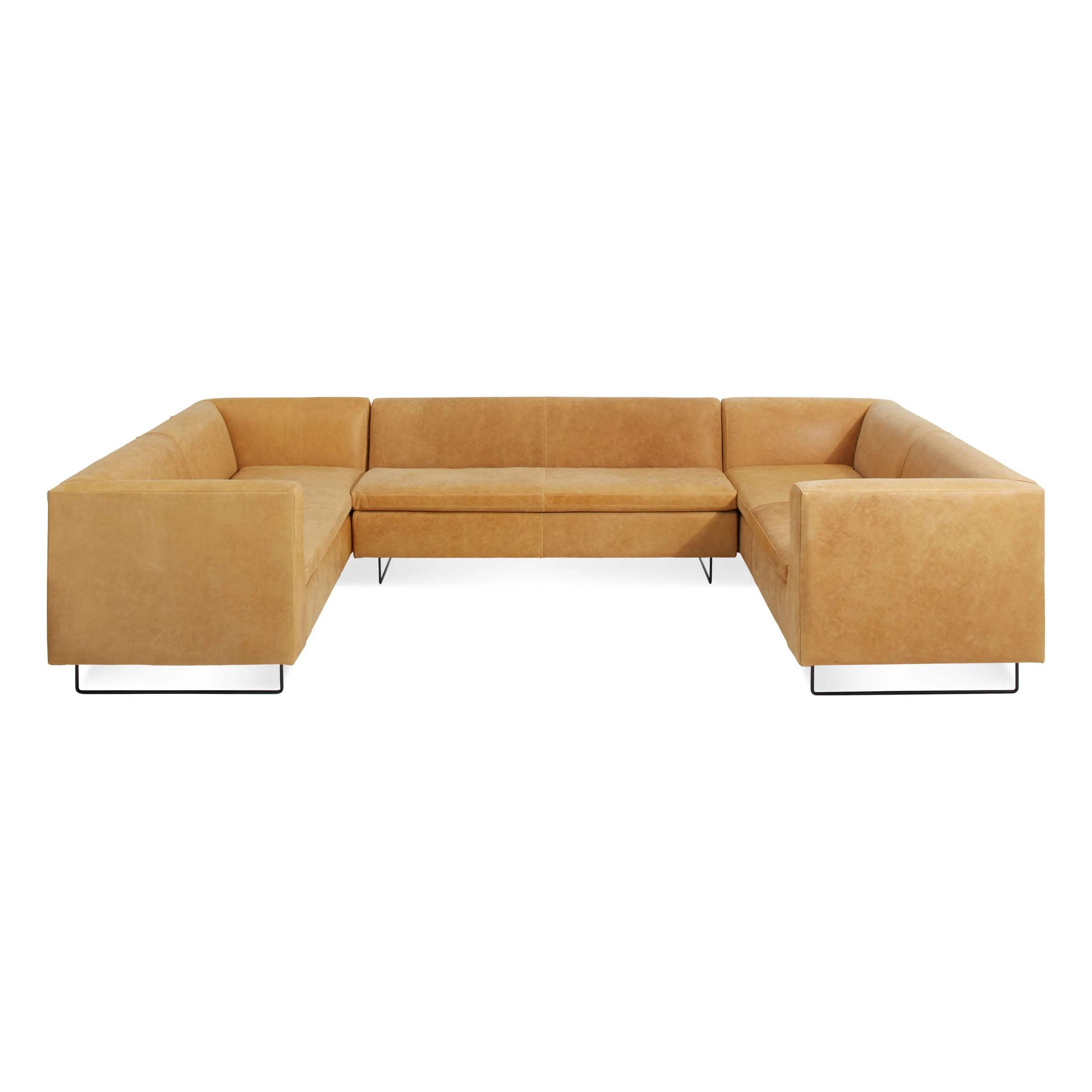 Bonnie and Clyde U-Shaped Leather Sectional Sofa