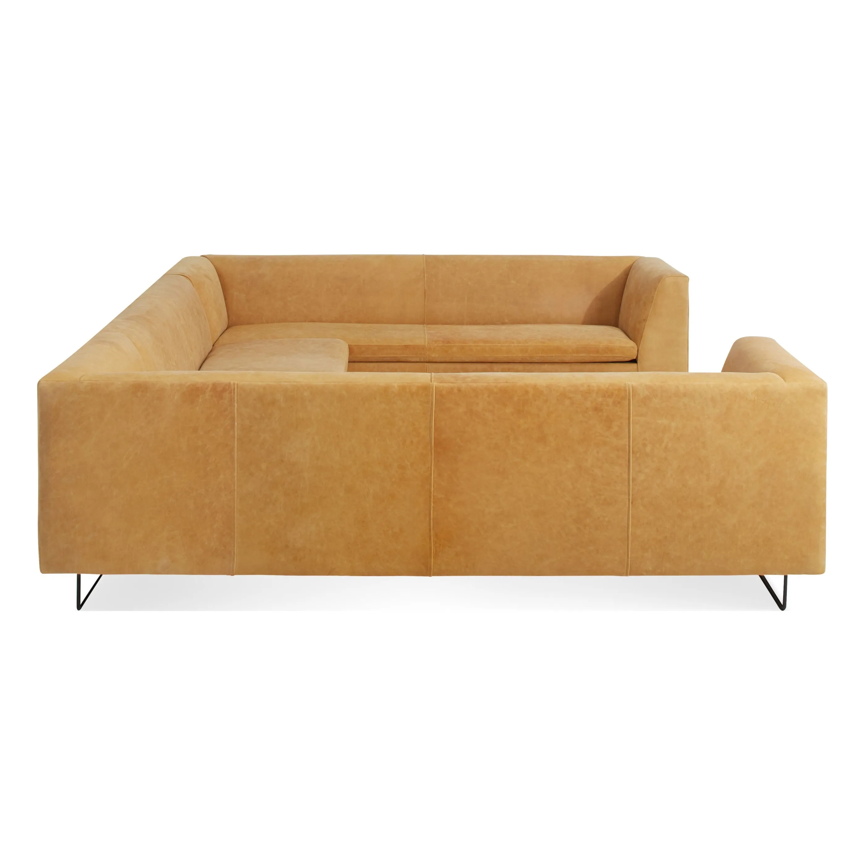 Bonnie and Clyde U-Shaped Leather Sectional Sofa