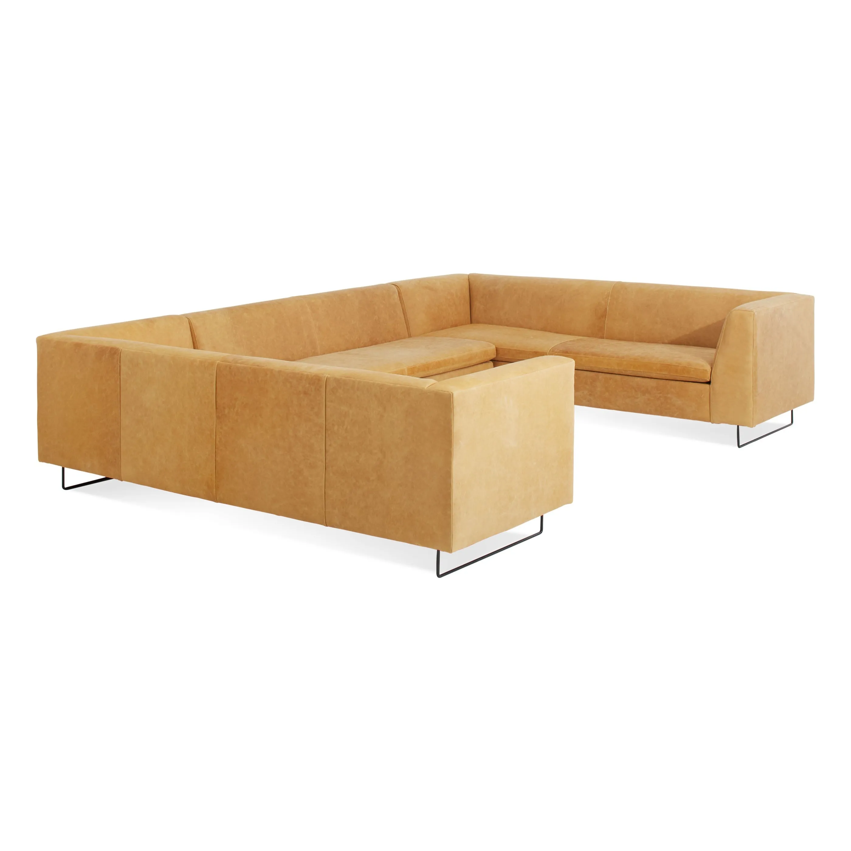 Bonnie and Clyde U-Shaped Leather Sectional Sofa