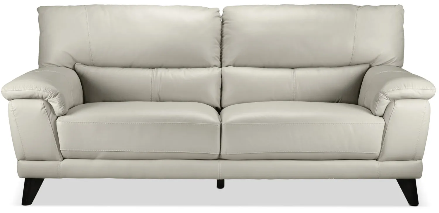 Braylon Leather Sofa - Silver Grey