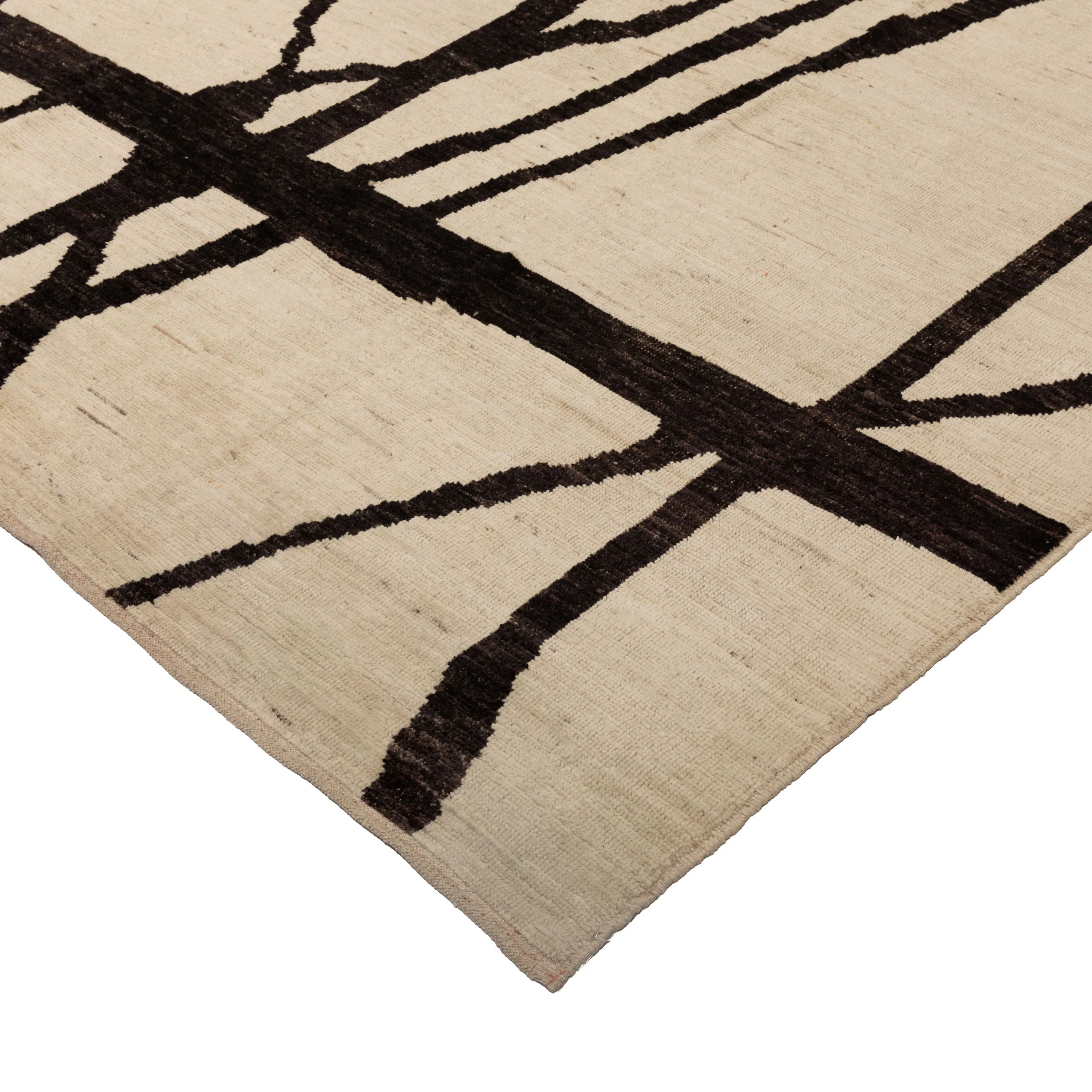 Brown & Cream Zameen Modern Wool Rug - 10'1" x 13'10"