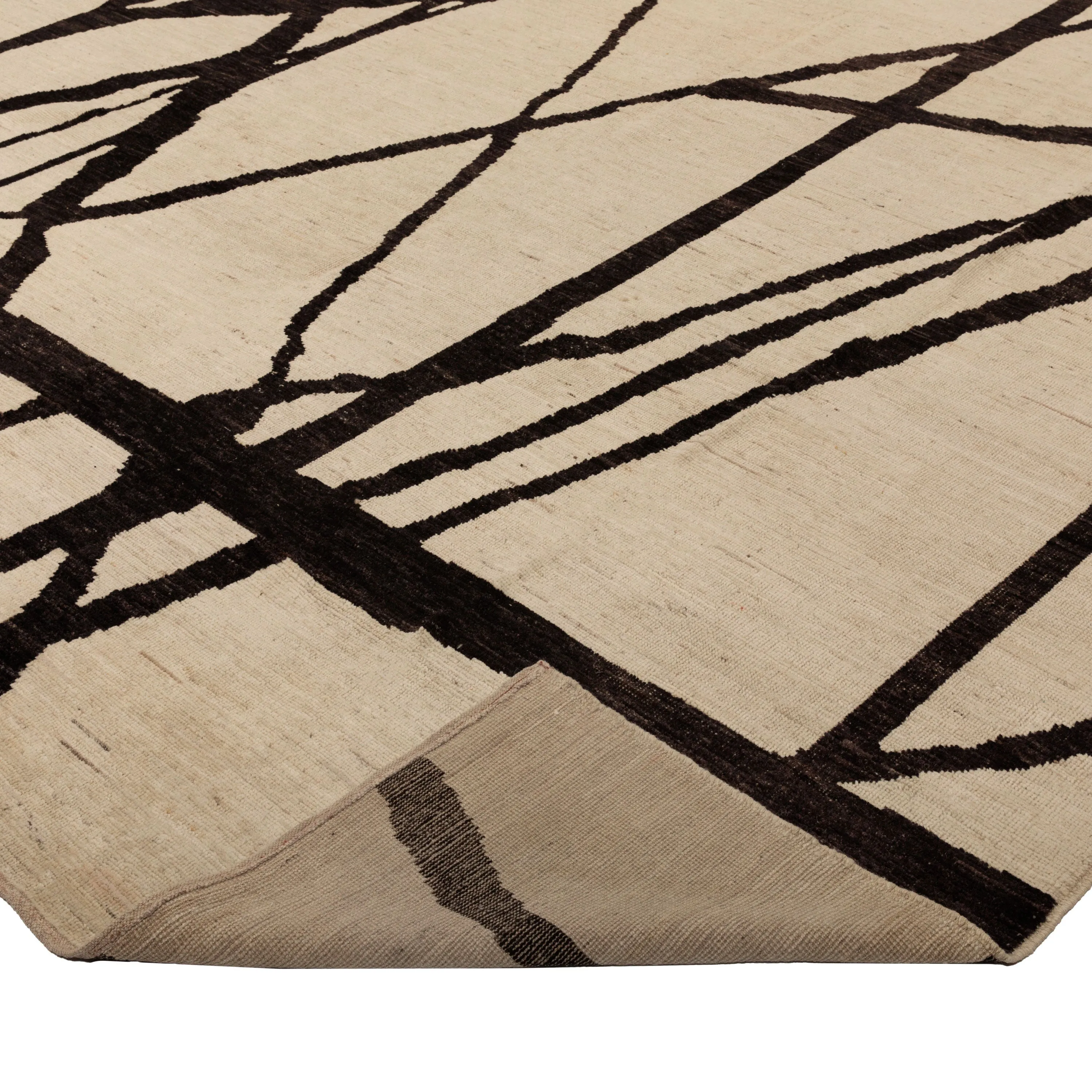 Brown & Cream Zameen Modern Wool Rug - 10'1" x 13'10"