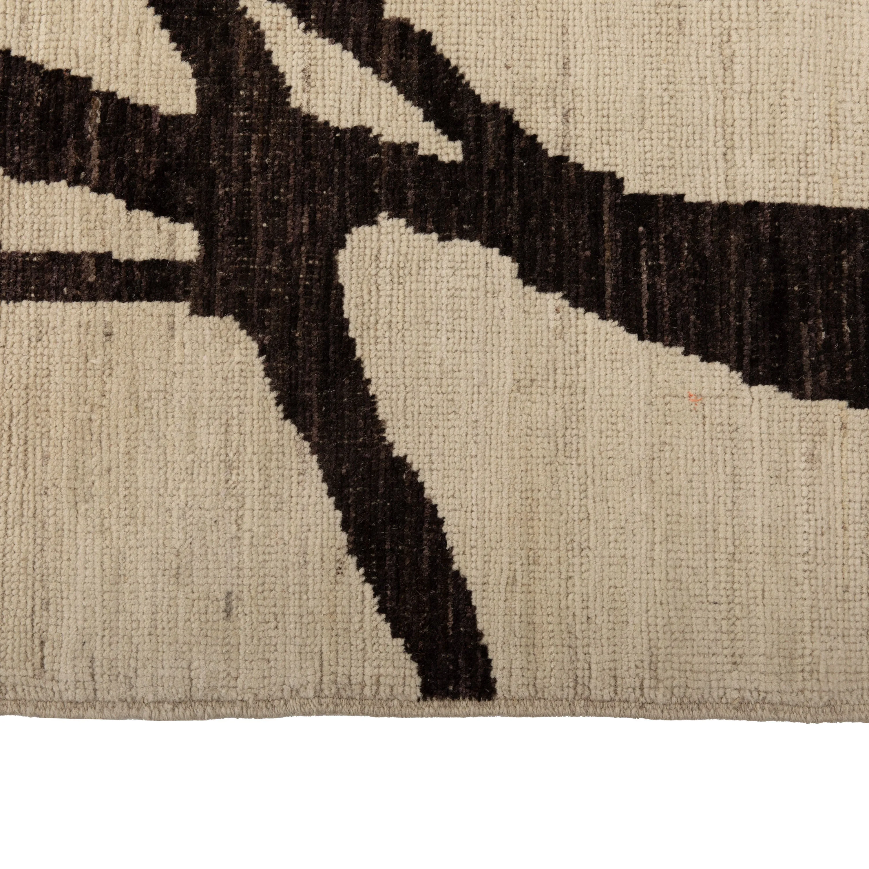Brown & Cream Zameen Modern Wool Rug - 10'1" x 13'10"