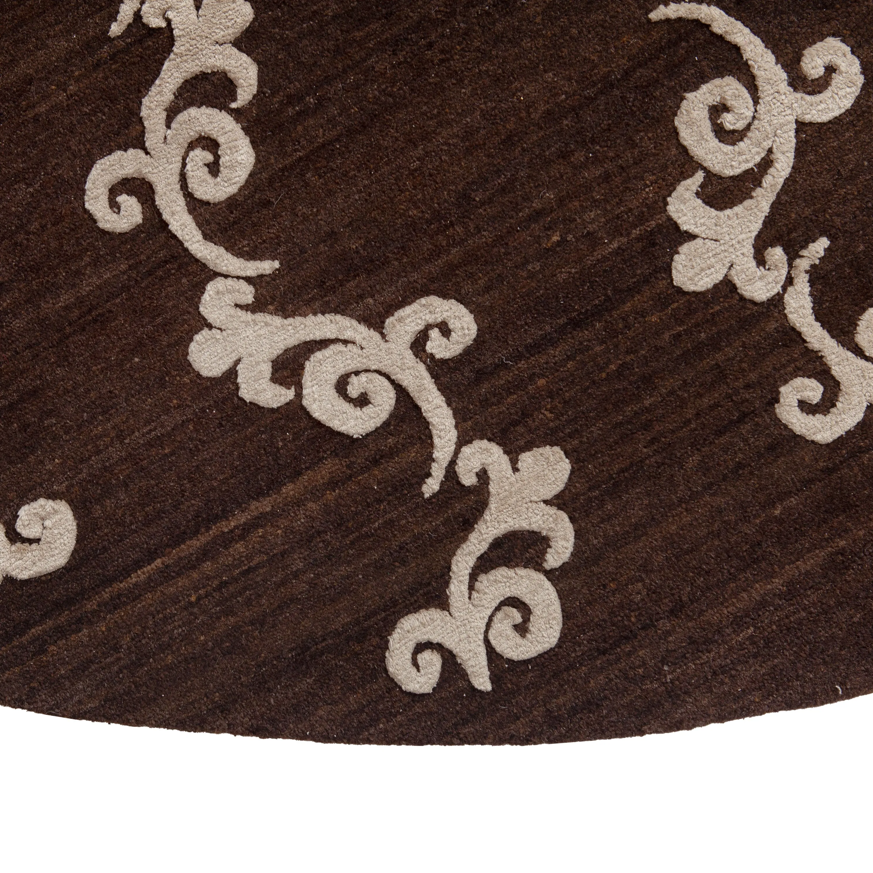 Brown Nu Vibrant Modern Tibetan Wool Silk Blend Rug - 8' Round