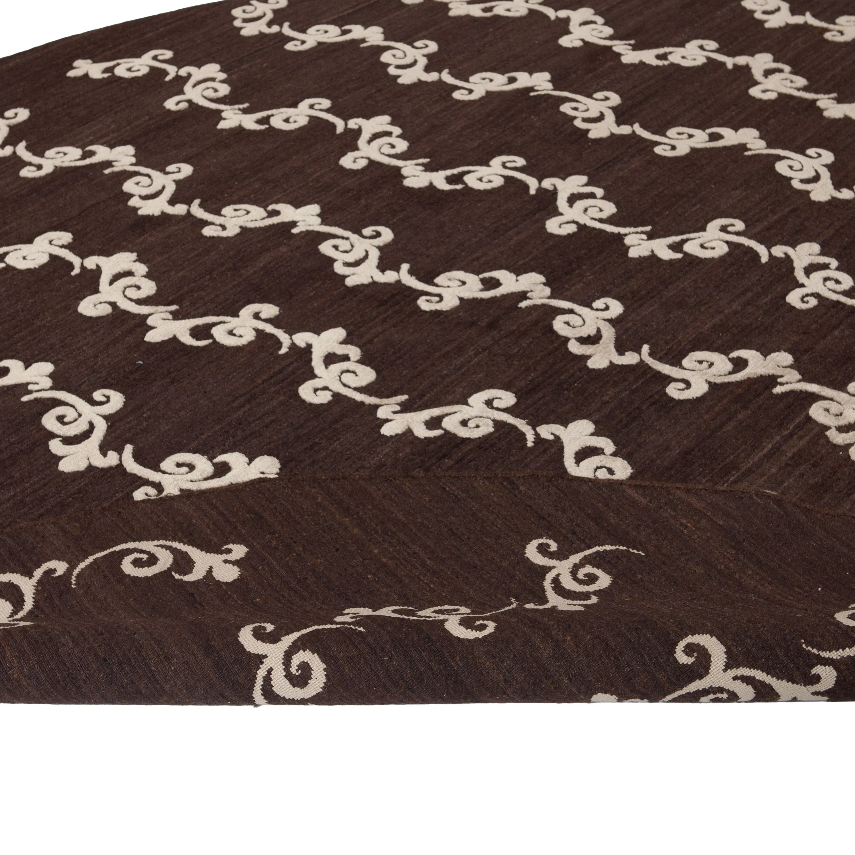 Brown Nu Vibrant Modern Tibetan Wool Silk Blend Rug - 8' Round