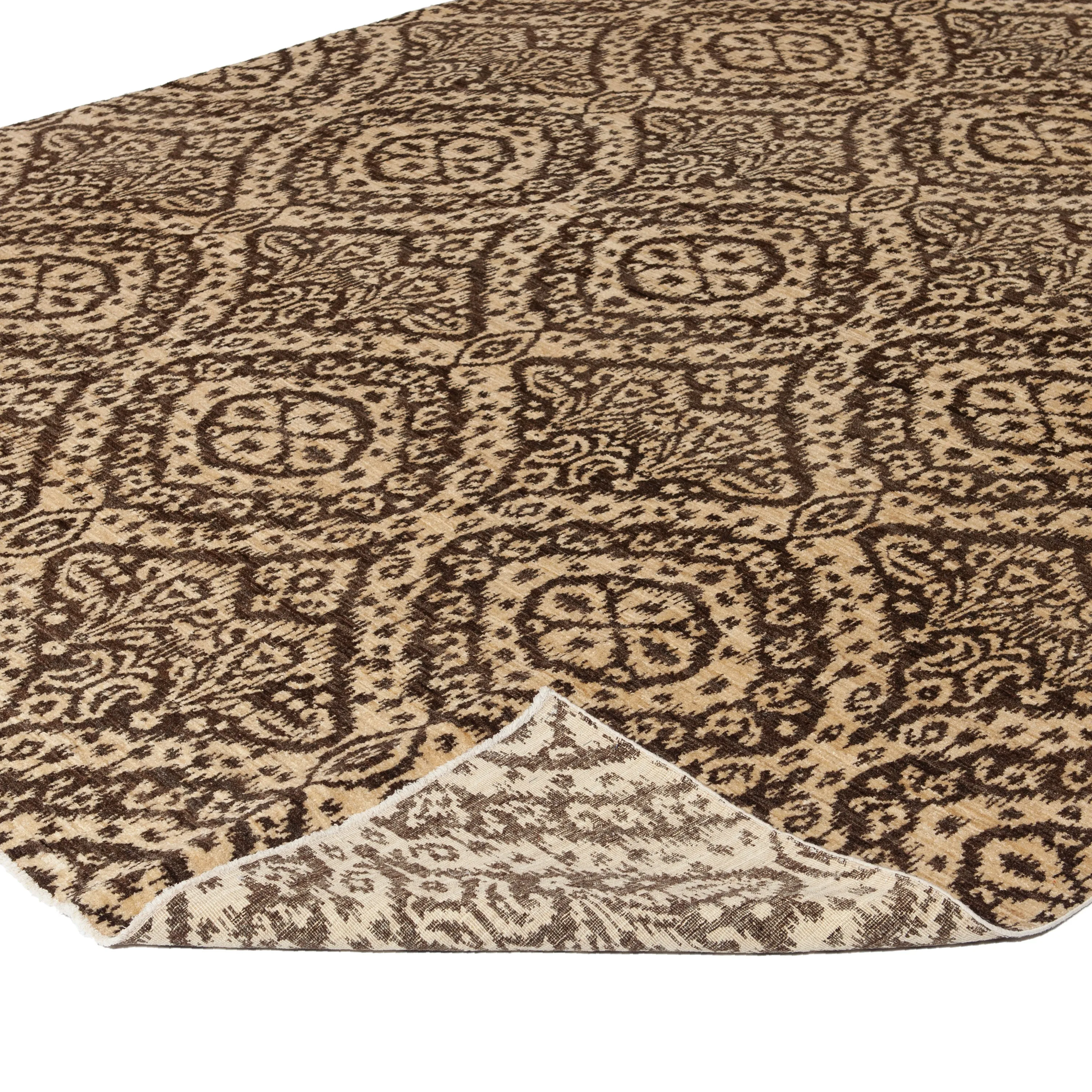 Brown Transitional Wool Rug - 8' x 9'5"