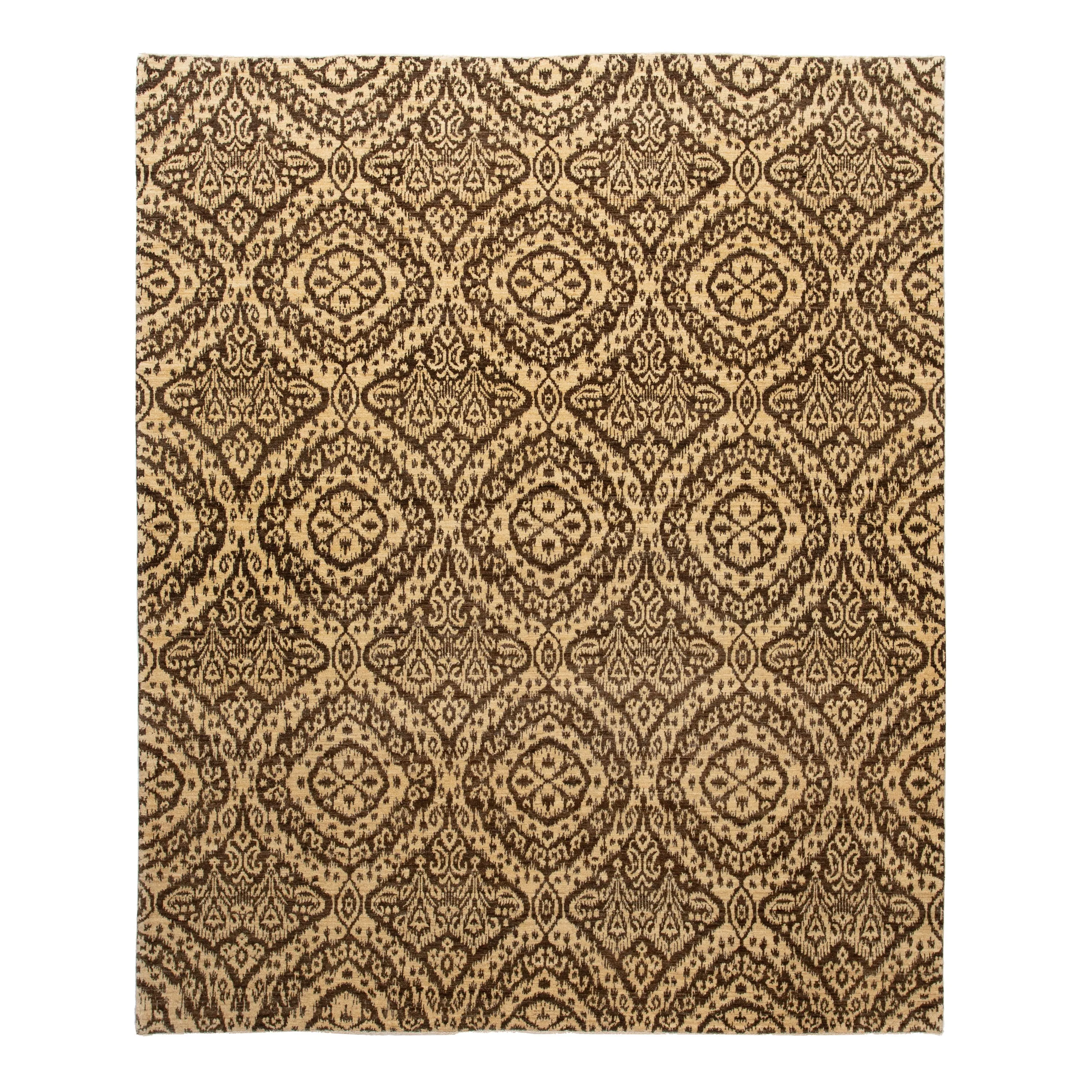 Brown Transitional Wool Rug - 8' x 9'5"