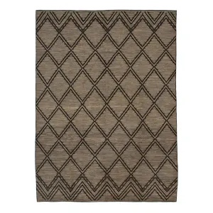 Brown Zameen Transitional Wool Rug - 10' x 13'10"