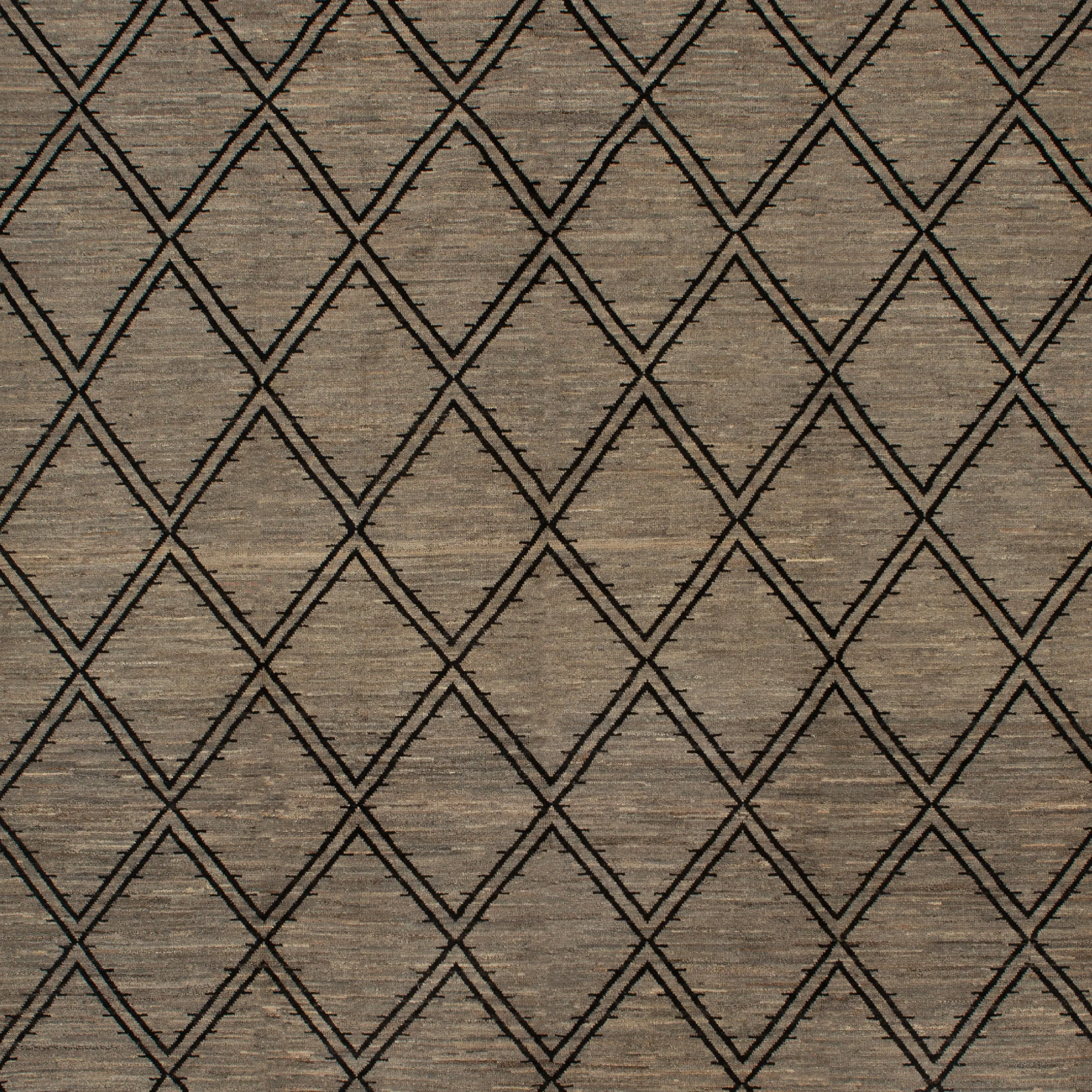 Brown Zameen Transitional Wool Rug - 10' x 13'10"