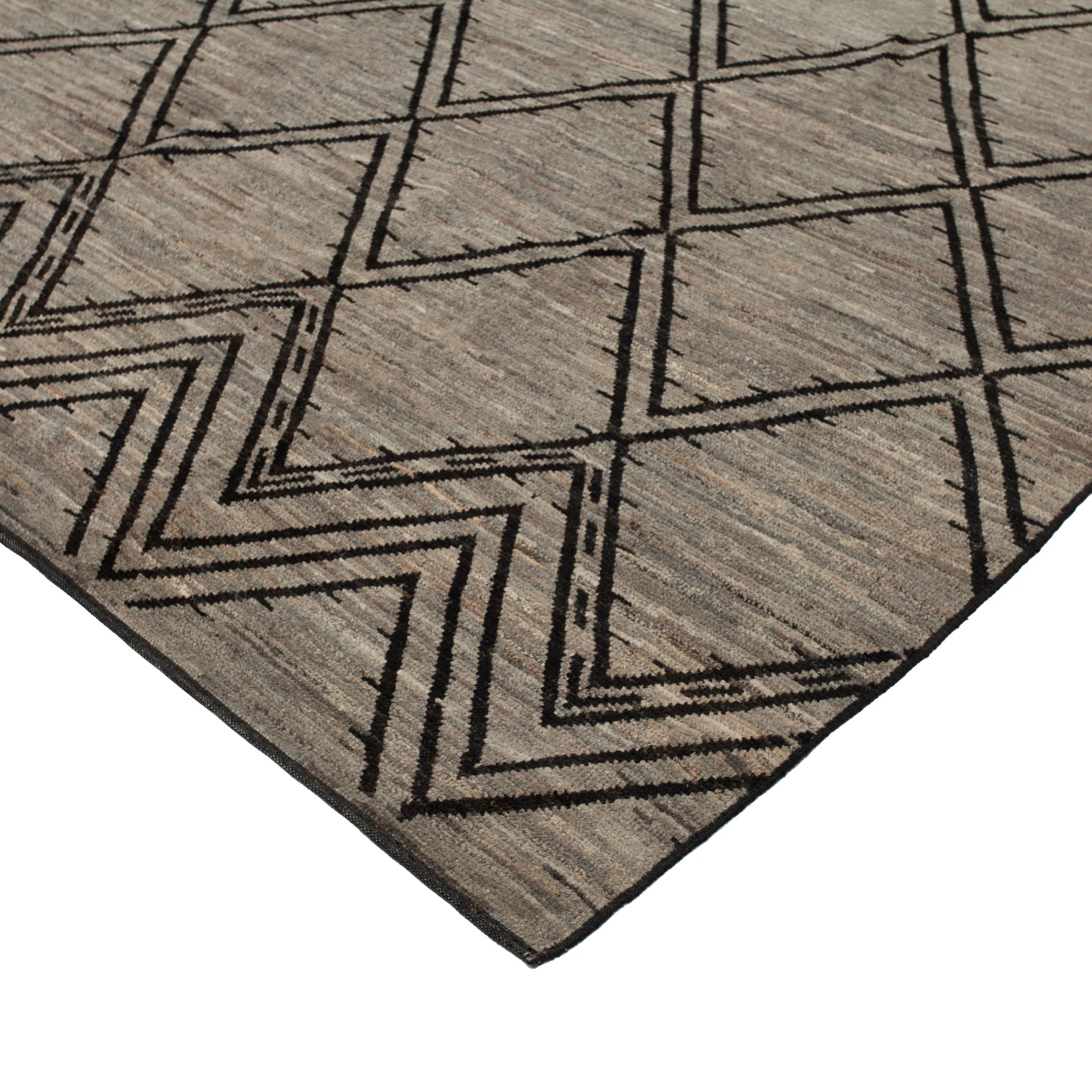 Brown Zameen Transitional Wool Rug - 10' x 13'10"