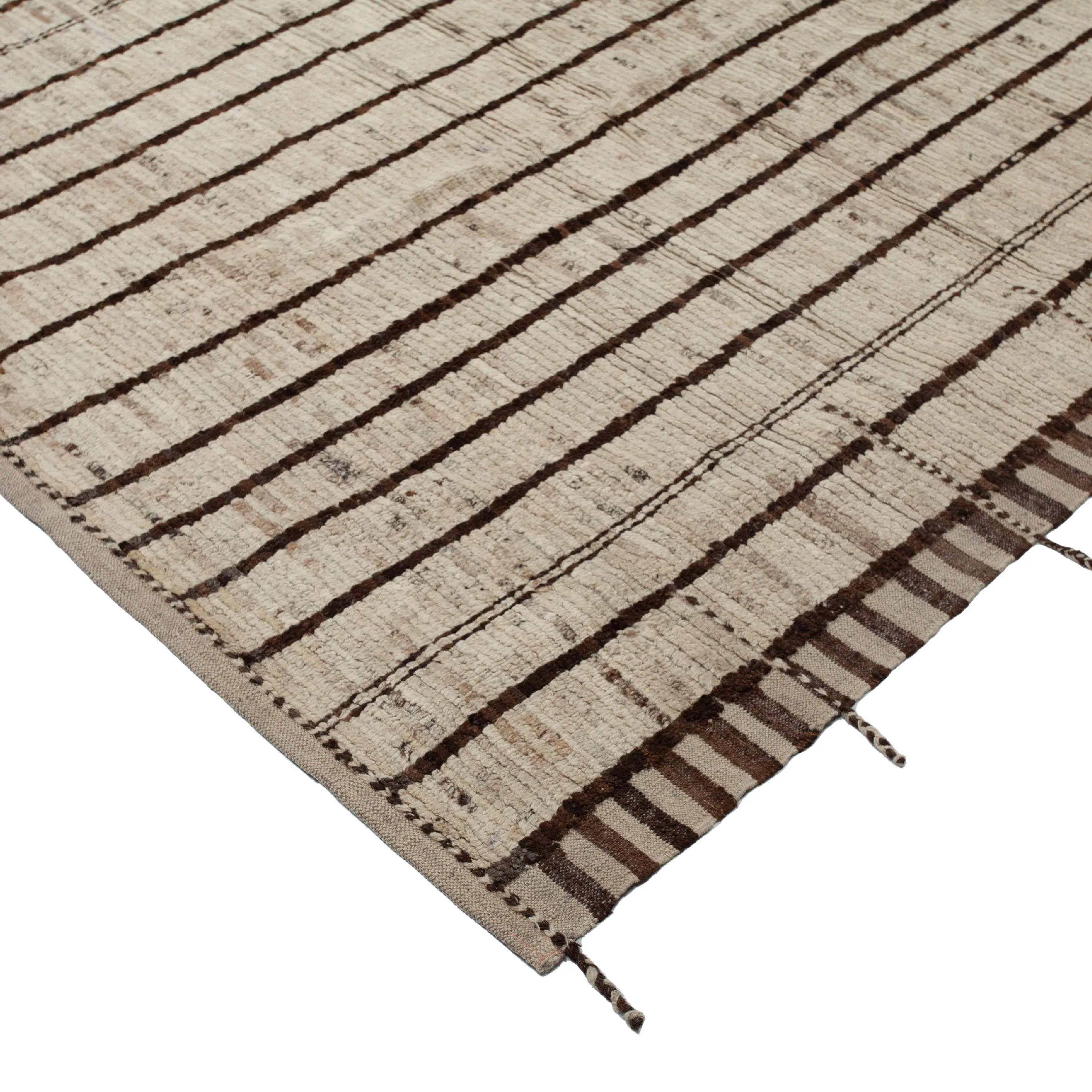 Brown Zameen Transitional Wool Rug - 12'9" x 14'