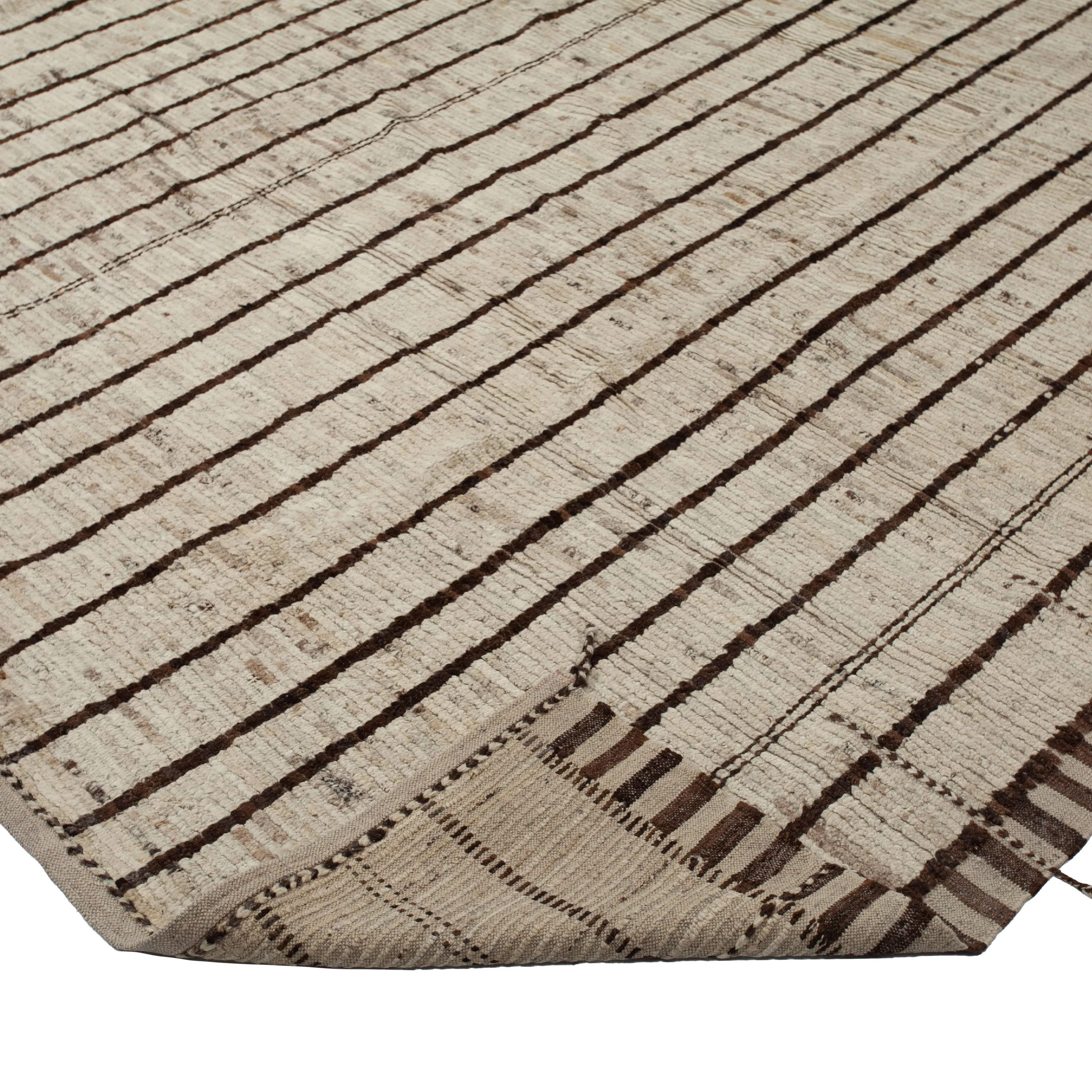 Brown Zameen Transitional Wool Rug - 12'9" x 14'