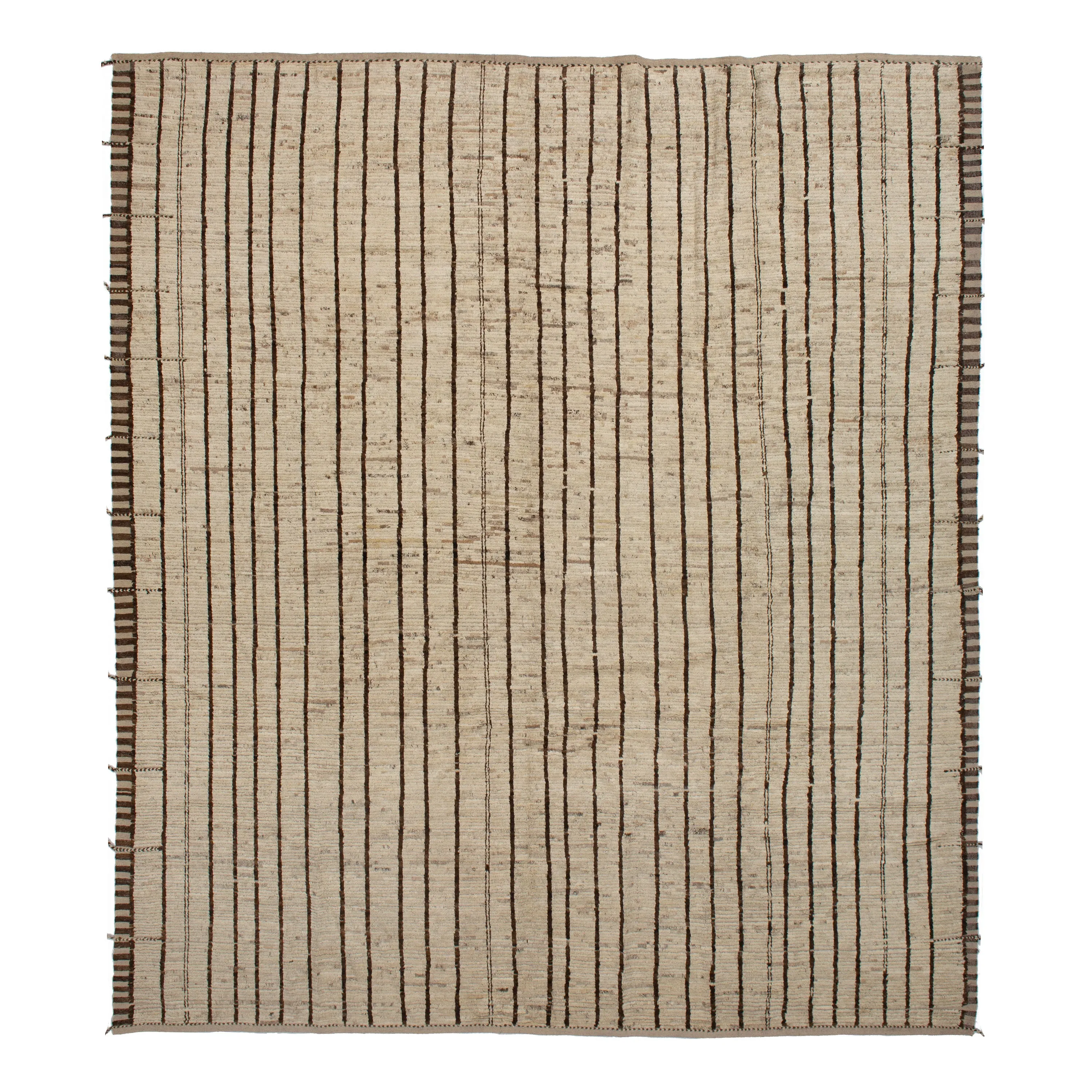 Brown Zameen Transitional Wool Rug - 12'9" x 14'