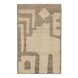 Brown Zameen Transitional Wool Rug - 6'2" x 9'1"