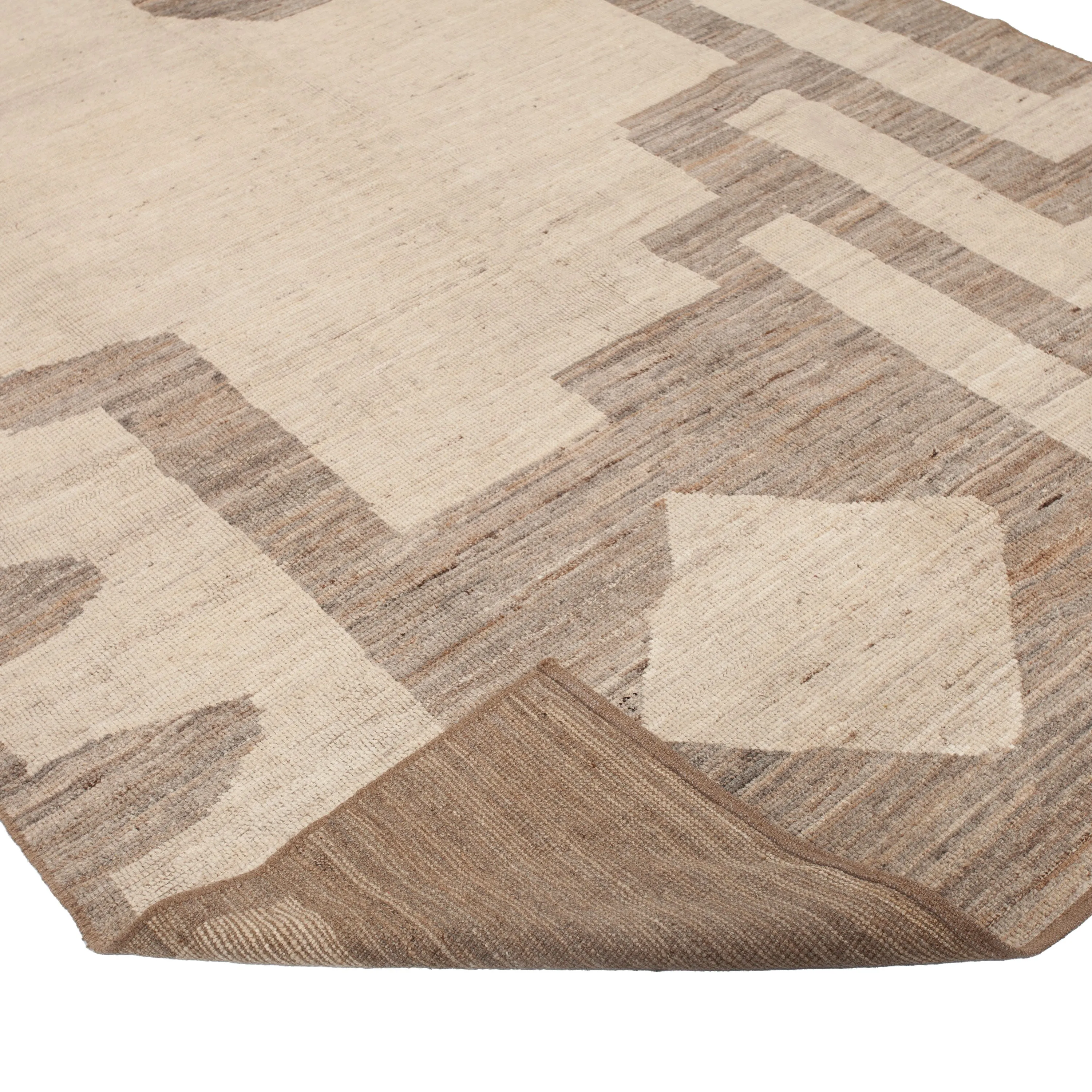 Brown Zameen Transitional Wool Rug - 6'2" x 9'1"