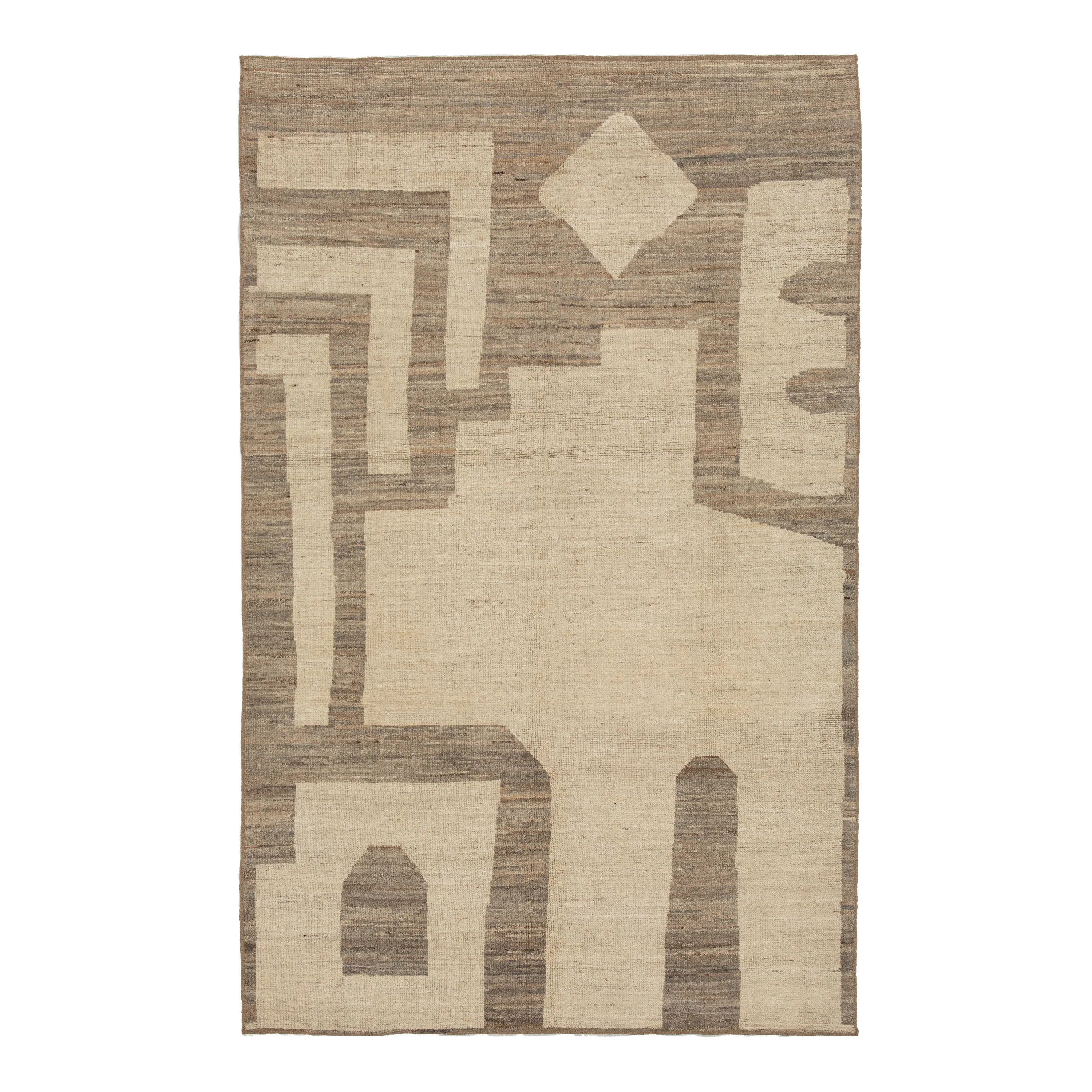 Brown Zameen Transitional Wool Rug - 6'2" x 9'1"
