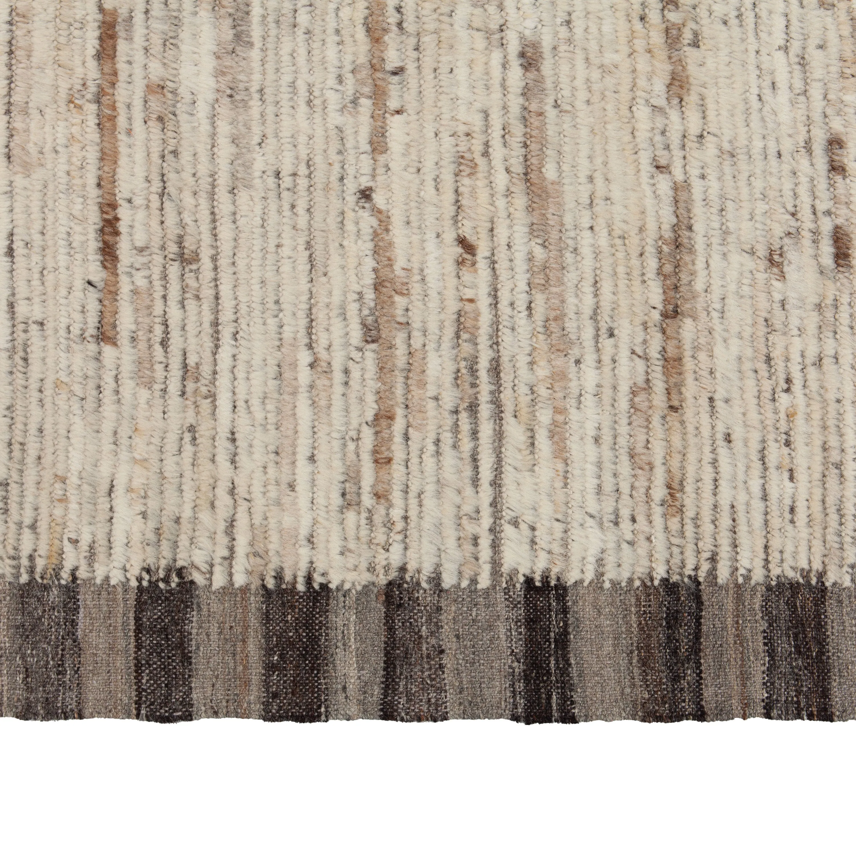 Brown Zameen TransitionalBordered Wool Rug - 9'7" x 11'11"