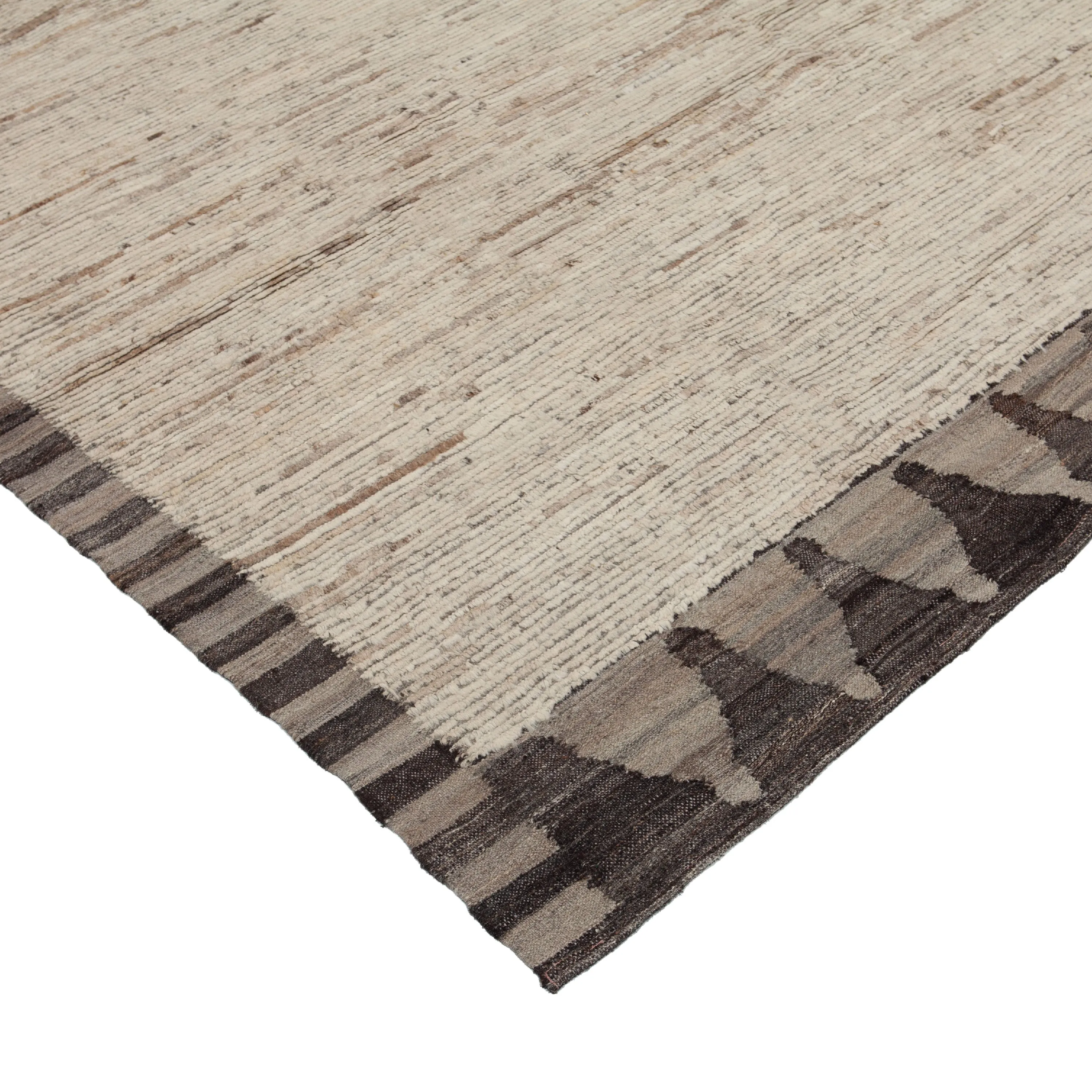 Brown Zameen TransitionalBordered Wool Rug - 9'7" x 11'11"