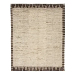 Brown Zameen TransitionalBordered Wool Rug - 9'7" x 11'11"