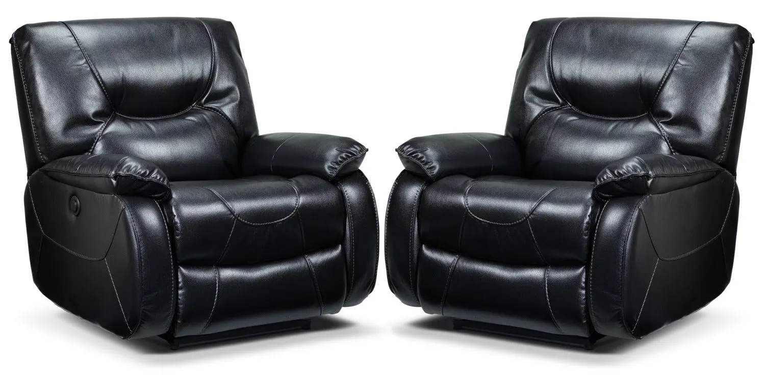 Canton 2-Pack of Power Recliners - Black