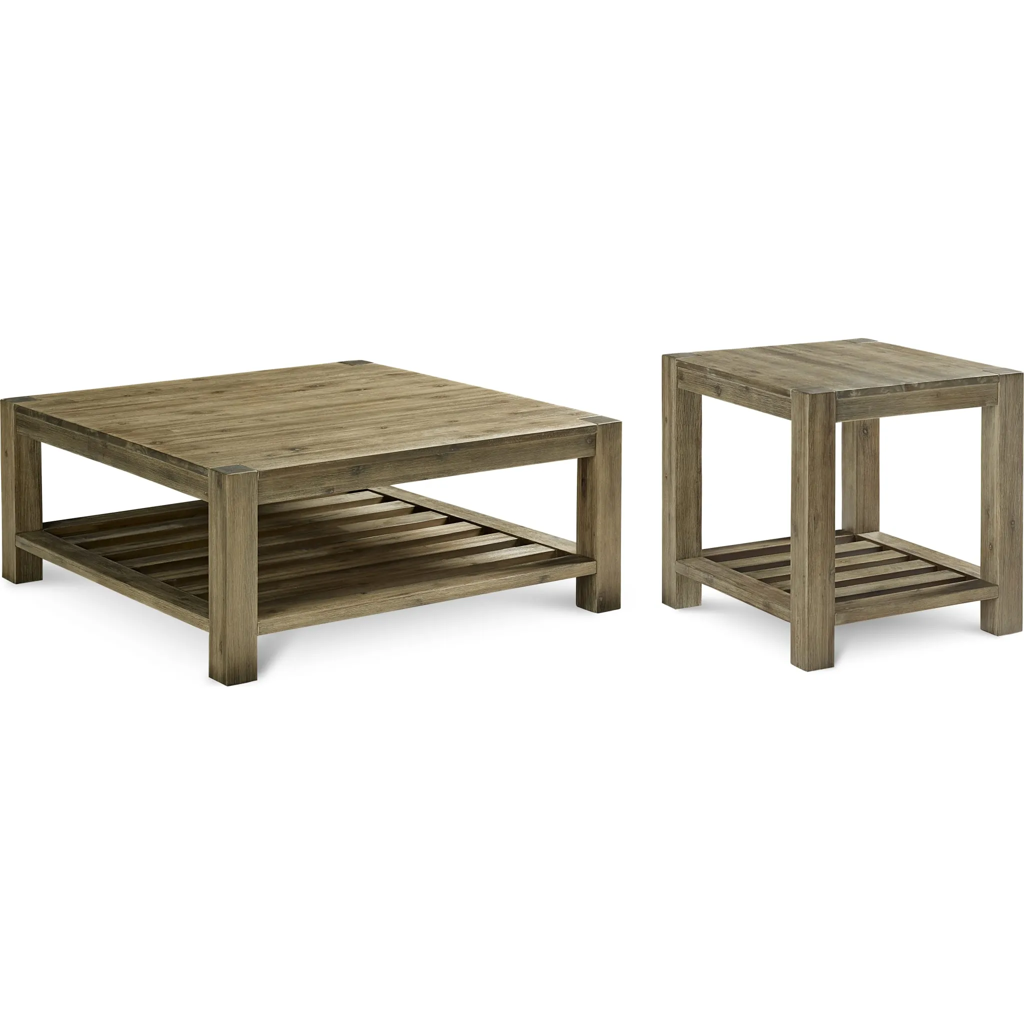 Canyon Solid Wood Rectangular End Table in Washed Grey Modus
