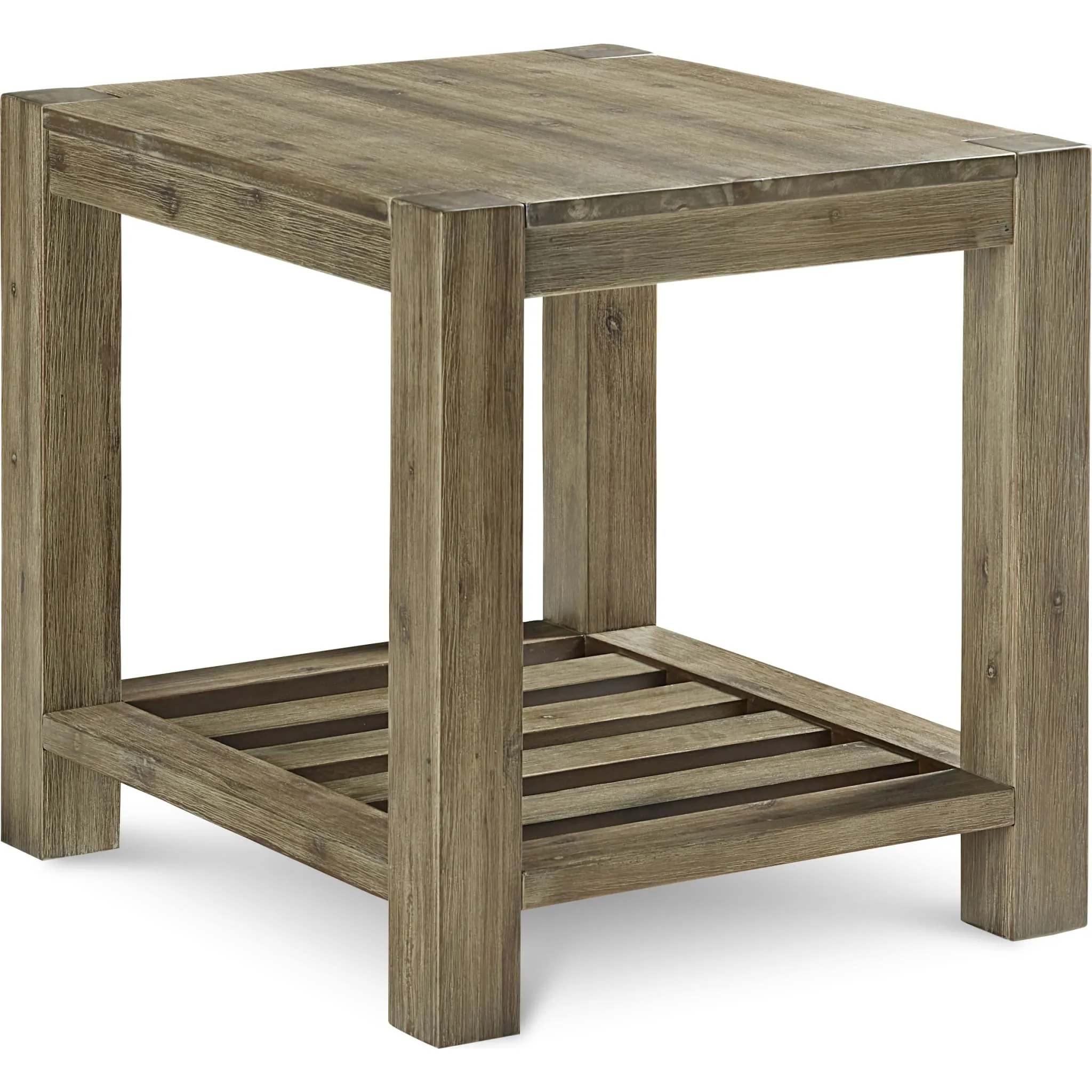 Canyon Solid Wood Rectangular End Table in Washed Grey Modus